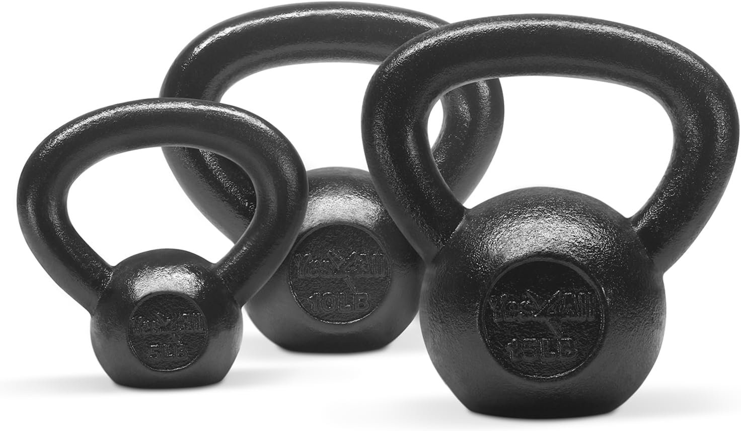 Yes4All Kettlebell Sets, 5 – 10 – 15 – 20 – 25 – 30 LB Cast Iron Strength Training Kettlebells, Wide Handles & Flat Bottom, Multi-Level from Beginners to Pros for Strength Training & Home Gym