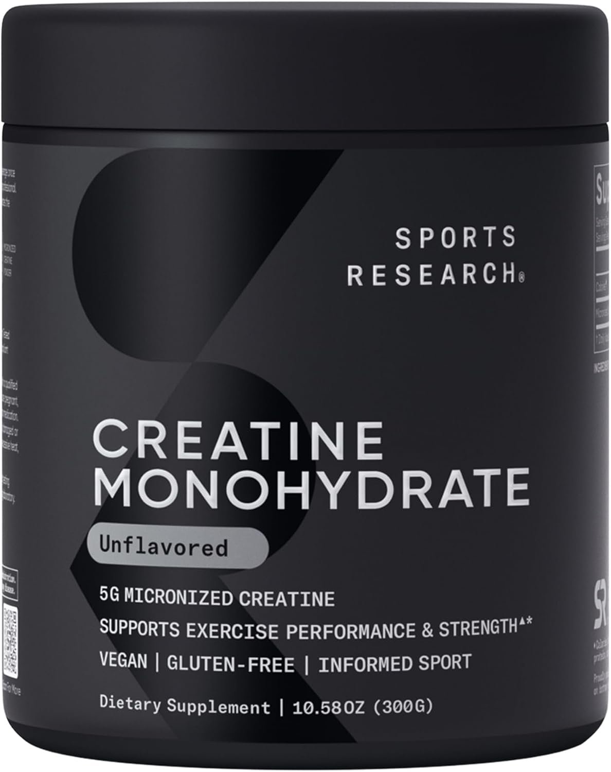 Sports Research® Creatine Monohydrate Powder 5g, Unflavored (60 Servings) | Micronized Creatine Powder Supporting Lean Muscle, Performance & Workout Recovery | Informed Sport, Non-GMO, Gluten-Free