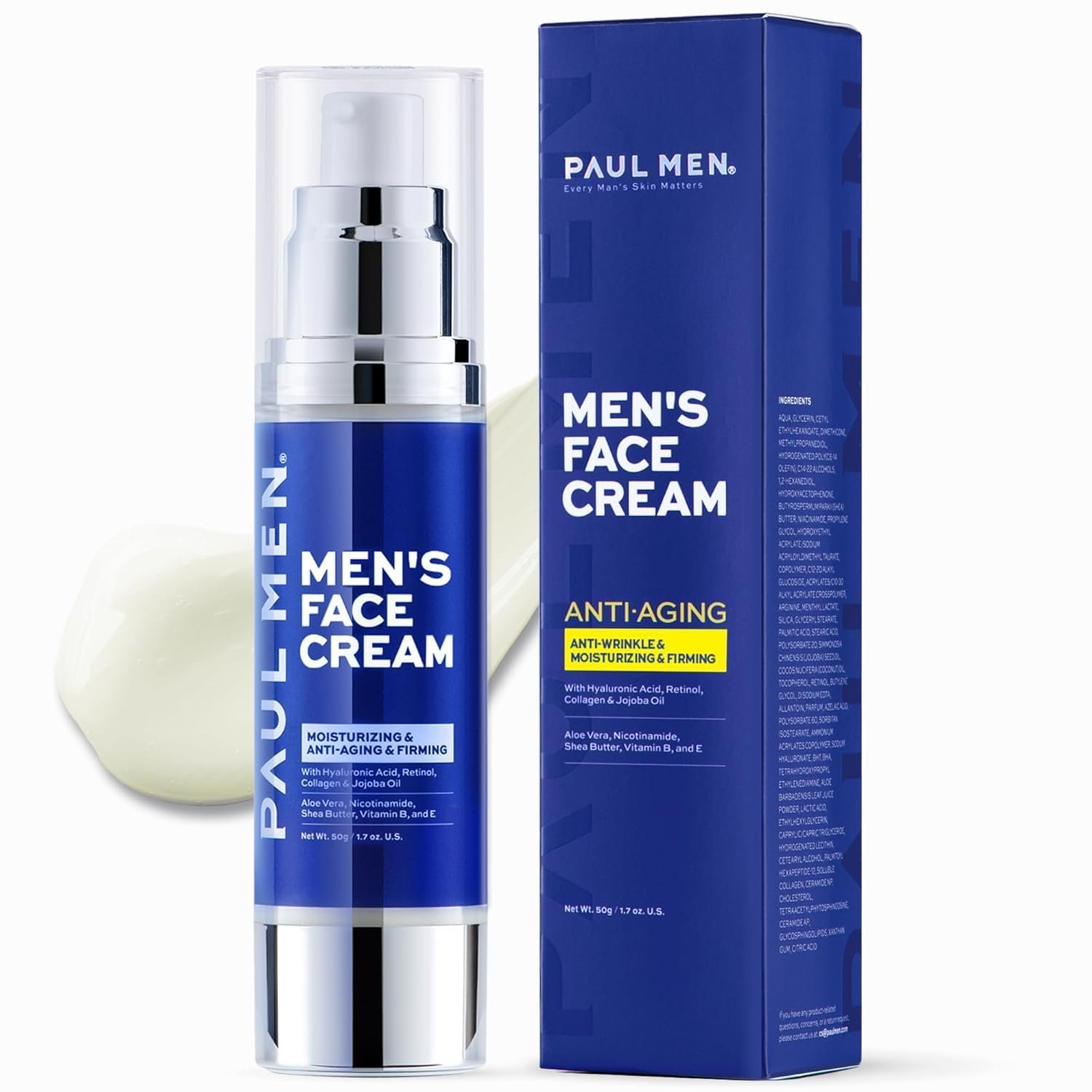 Enaskin Naturals Men’s Anti-Aging Face Moisturizer Cream: 7-in-1 Ultra Hydration for Deep Wrinkle Repair & Tightening – Vitamin Boost for Youthful Skin – 1.7 oz