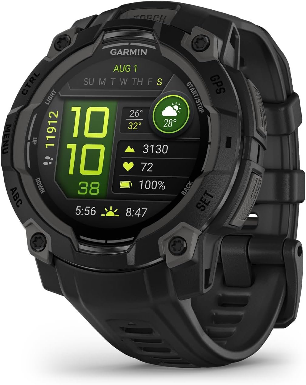 Garmin Instinct® 3 45mm, AMOLED Display, Rugged Outdoor GPS Smartwatch, Metal-Reinforced Bezel, Built-in Flashlight, Up to 18 Days of Battery Life, Black | 45mm Amoled 1.2 Display, Metal-Reinforced Bezel, Built-in Flashlight, Up to 18 Days Battery, Multi-Band GPS, 10 Atm