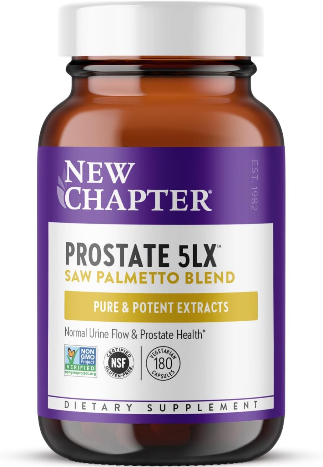 New Chapter Prostate Supplement – Prostate 5LX™ with Clinical Strength Saw Palmetto + Fermented Selenium for Men’s Wellness – 180 ct Vegetarian Capsule