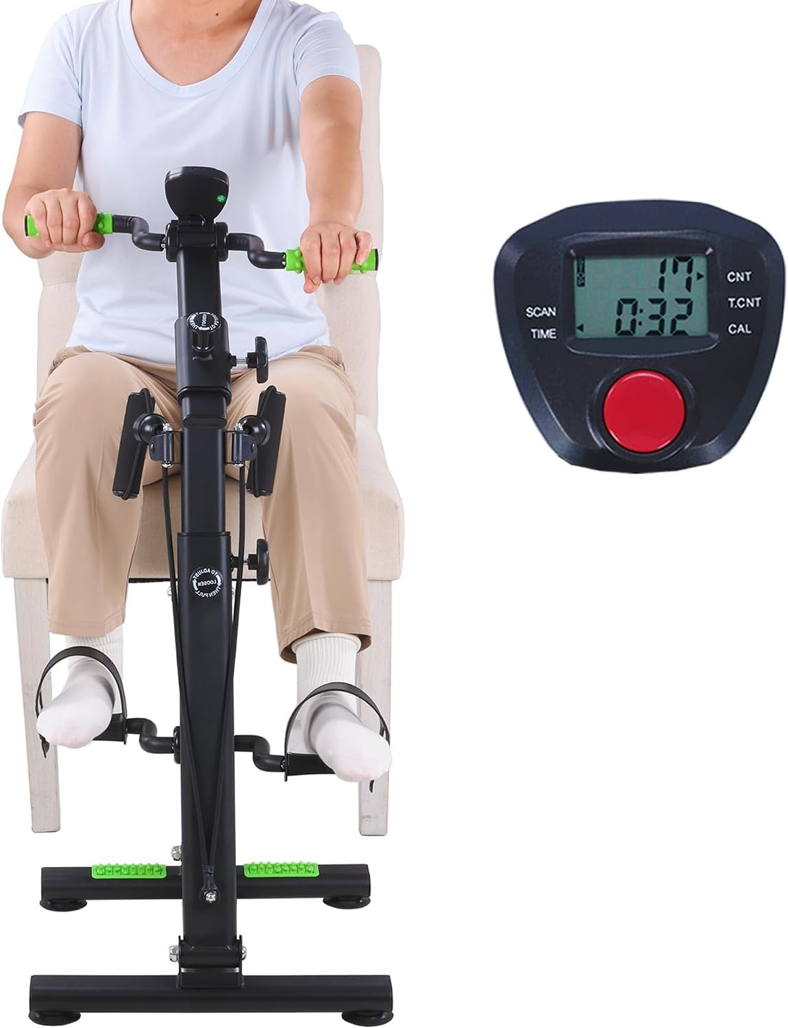 Pedal Exerciser Bike for Seniors, Arm Leg Hand and Knee Elderly Exercise Equipment, Sitting Home Exercise Machine for Total Body, Upper and Lower Limb Physical Therapy Trainer