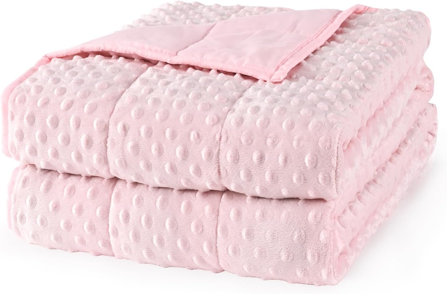 Mr. Sandman Weighted Blanket for Adults, Queen Size 15 lbs, 60 x 80 Inches | Cooling Soft Minky for Hot Sleepers; Machine Washable; Filled with Glass Beads; Heavy Bed Throw for Sleep; Pink