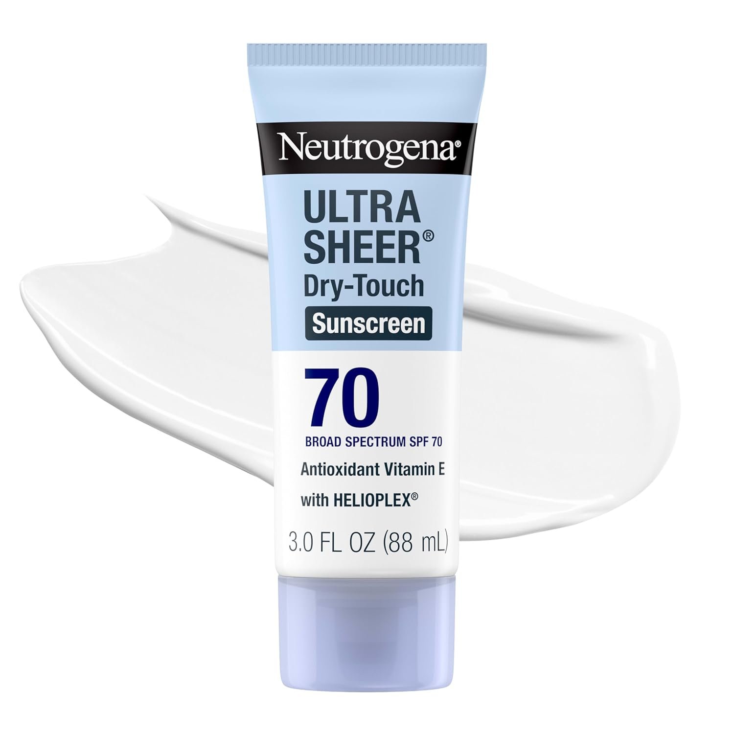 Neutrogena Ultra Sheer Dry Touch Sunscreen Lotion SPF 70 Broad Spectrum UVA UVB Protection Lightweight Water Resistant up to 80 Minutes Oil PABA Oxybenzone Free, 3 fl oz