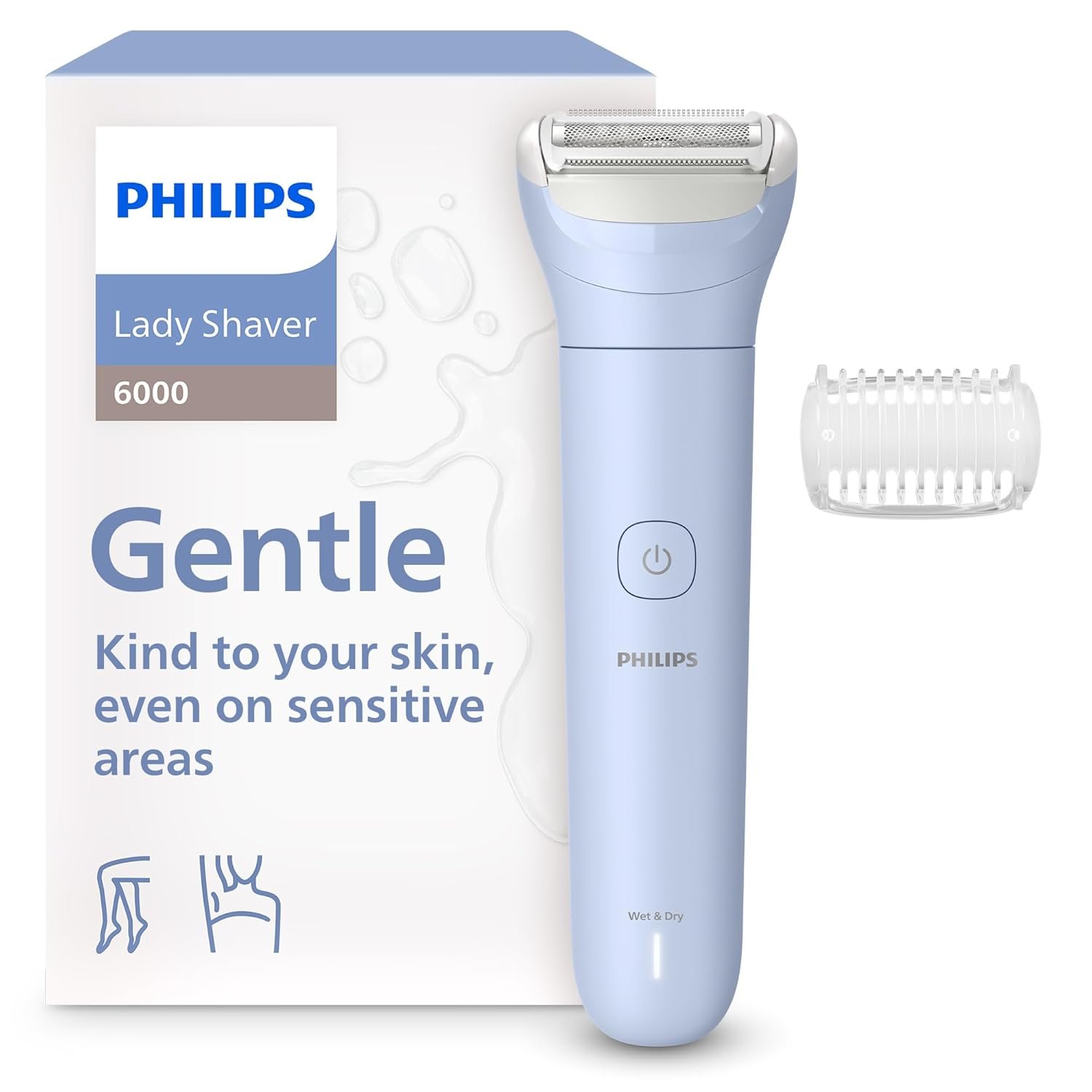 Philips Lady Shaver Series 6000 – Cordless, Wet & Dry Electric Shaver, 3-Blade Shaving System, for Legs & Body, 80 Mins. Runtime, Model BRL127/00