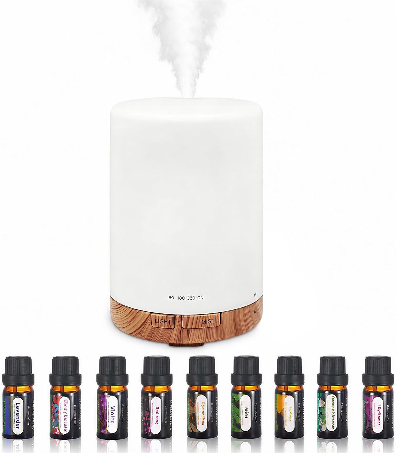 Essential Oil Diffuser 300ml, Premium Ultrasonic Aroma Humidifier with 7 LED Lights, Auto Shut-Off & Timer – Quiet Mist for Living Room, Bedroom, Kitchen, Office