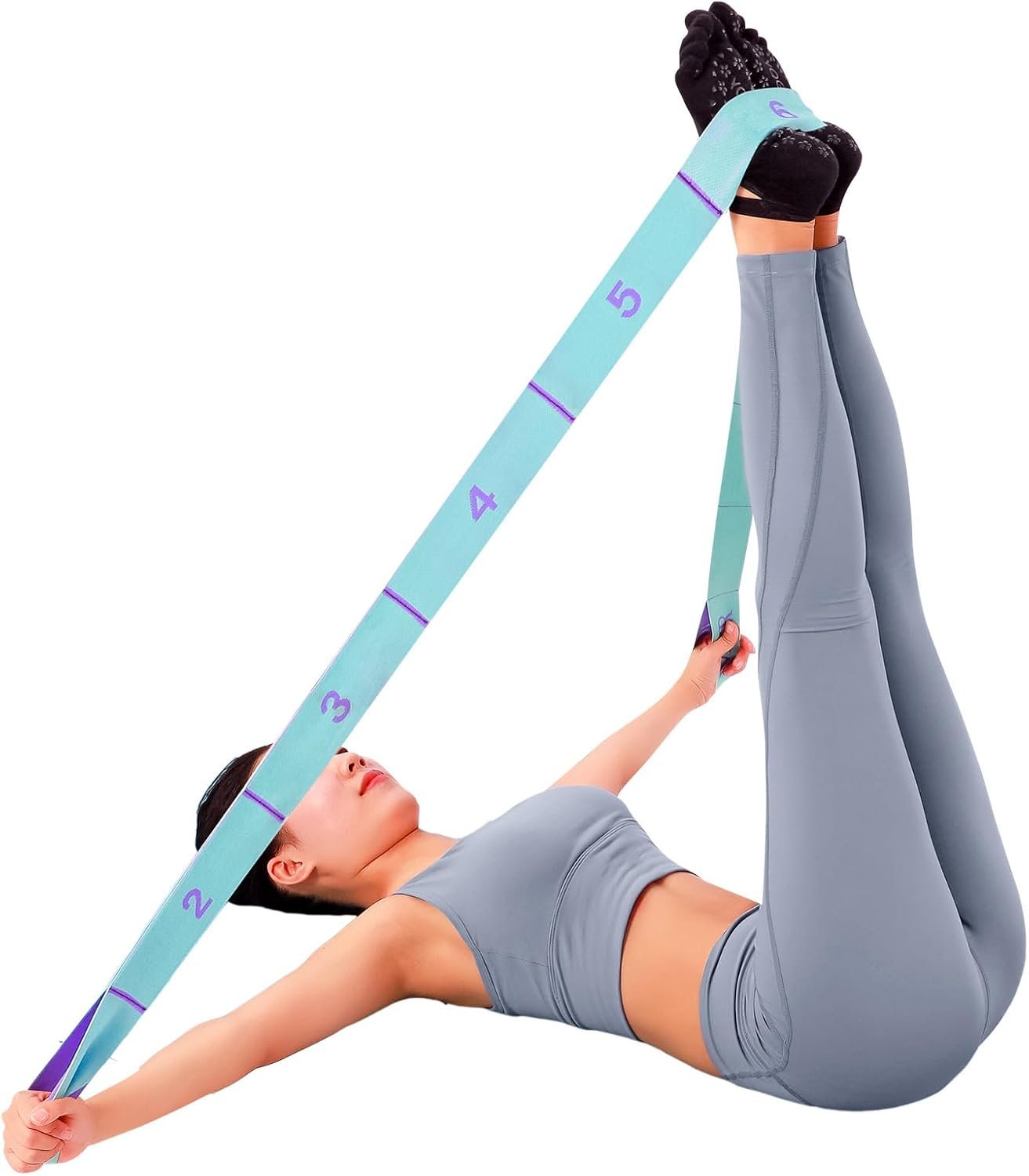 Elastic Stretching Strap with 11 Loops, Adjustable Stretch Band for Adults – Flexibility Straps for Yoga, Pilates, Dance – Non-Slip Fabric Resistance Band for Home Workout, Physical Therapy