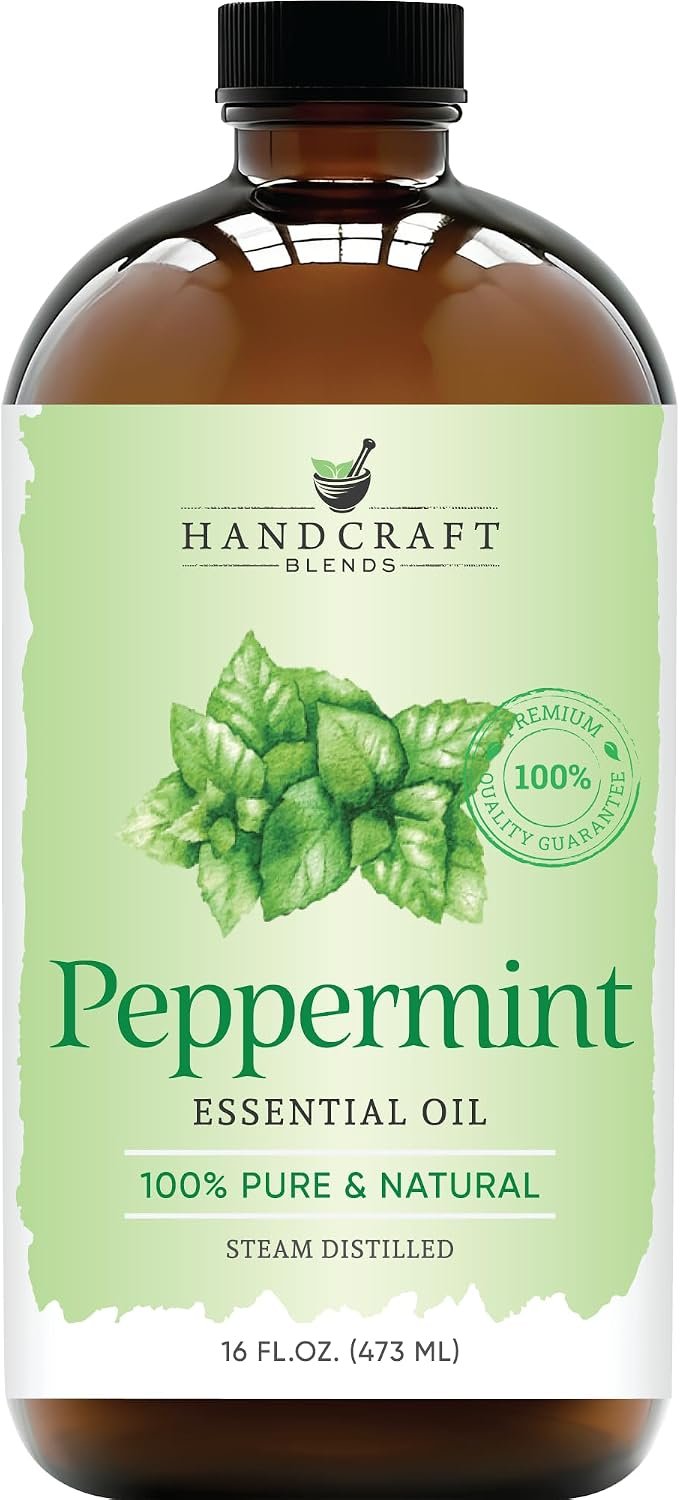 Handcraft Blends Peppermint Essential Oil in Glass Bottle – Huge 16 Fl Oz – 100% Pure and Natural – Premium Grade Oil for Diffuser and Aromatherapy, Skin, Massage, Candle and Soap Making Fragrance