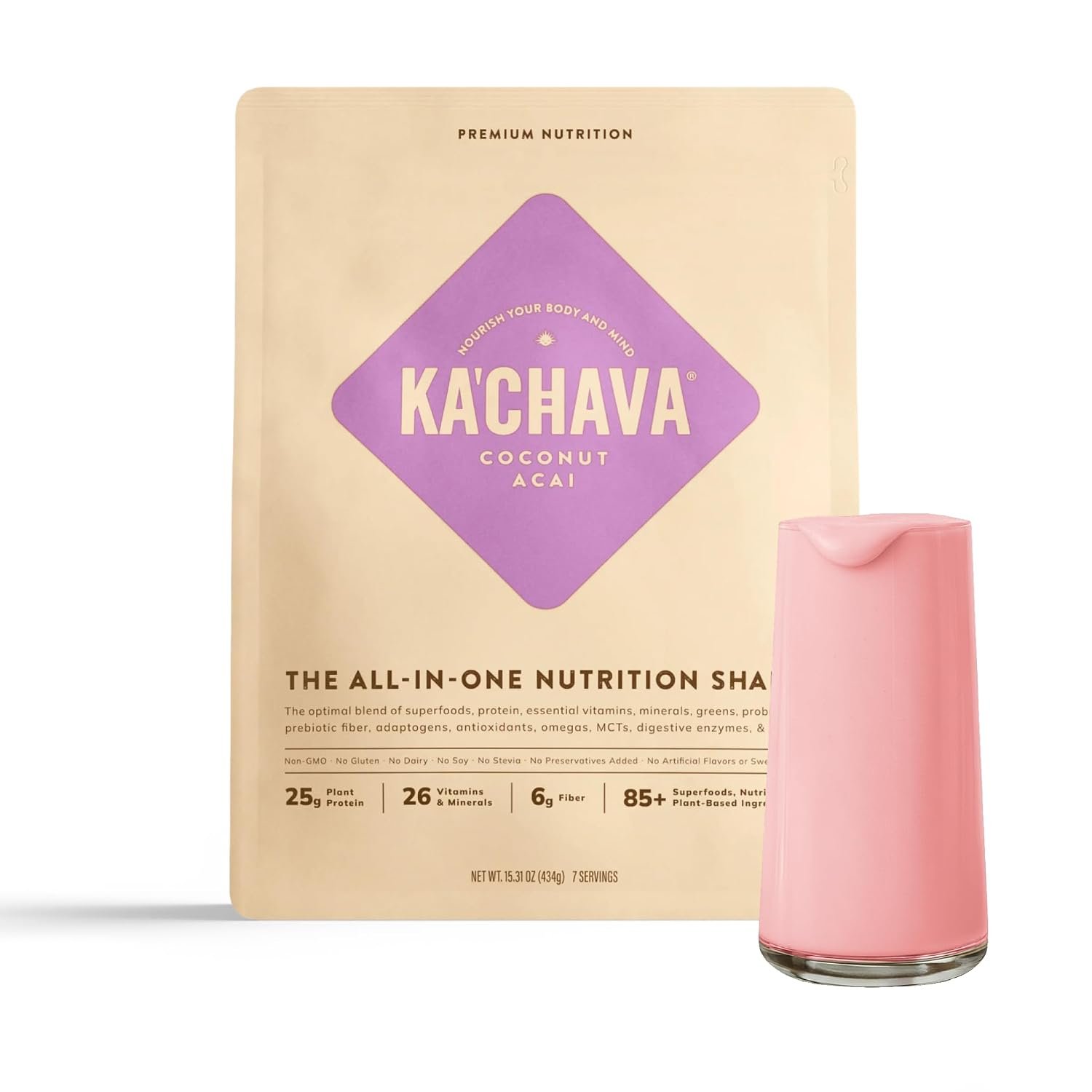 Ka’Chava Whole Body Meal Shake Coconut Acai – Vegan Protein Powder with 85+ Superfoods & Greens – Plant-Based Meal Replacement – Probiotics & Digestive Enzymes – Gluten & Dairy Free