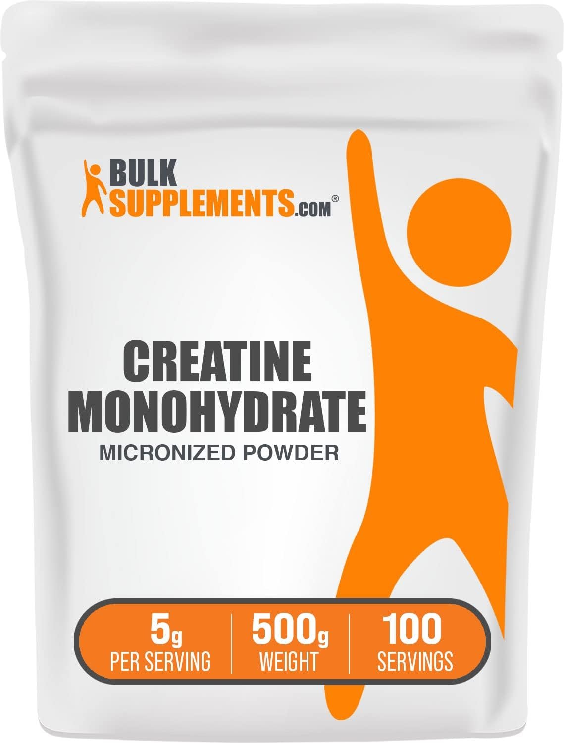 BulkSupplements.com Creatine Monohydrate Powder – Micronized Creatine Powder, Unflavored – Pure & Gluten Free, 5g per Serving, 500g (1.1 lbs) (Pack of 1)