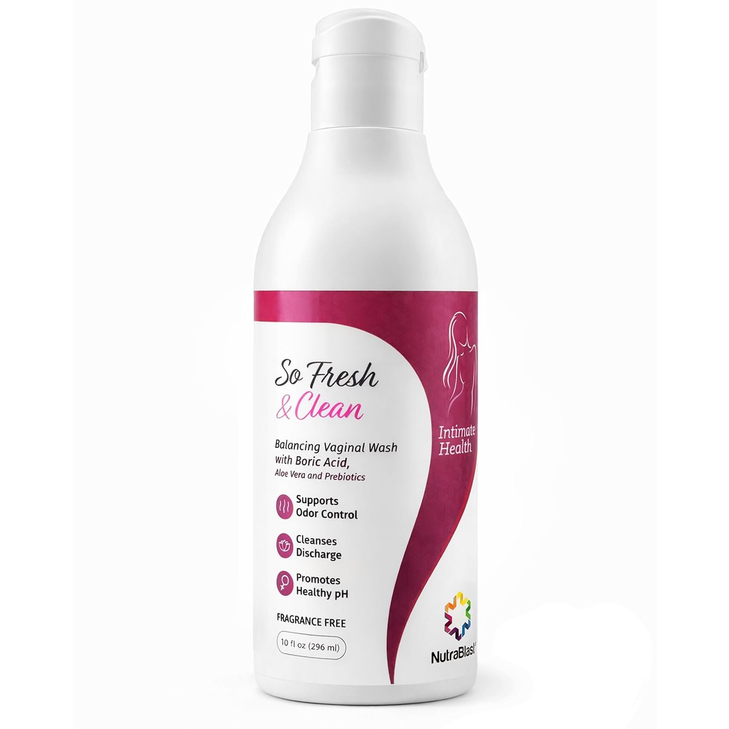 NutraBlast So Fresh & Clean | pH Balance Feminine Wash with Boric Acid | Supports Odor Control | Cleanses Discharge | Promotes Healthy Intimate Balance (10 fl oz)