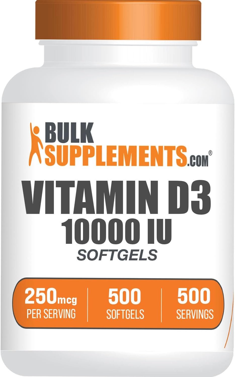 BulkSupplements.com Vitamin D3 10000IU Softgels – Cholecalciferol, D3 Supplement, Vitamin D 10000 IU – 1 Vitamin D3 Softgel (250mcg of Vitamin D) per Serving – 500-Day Supply, 500 Softgels