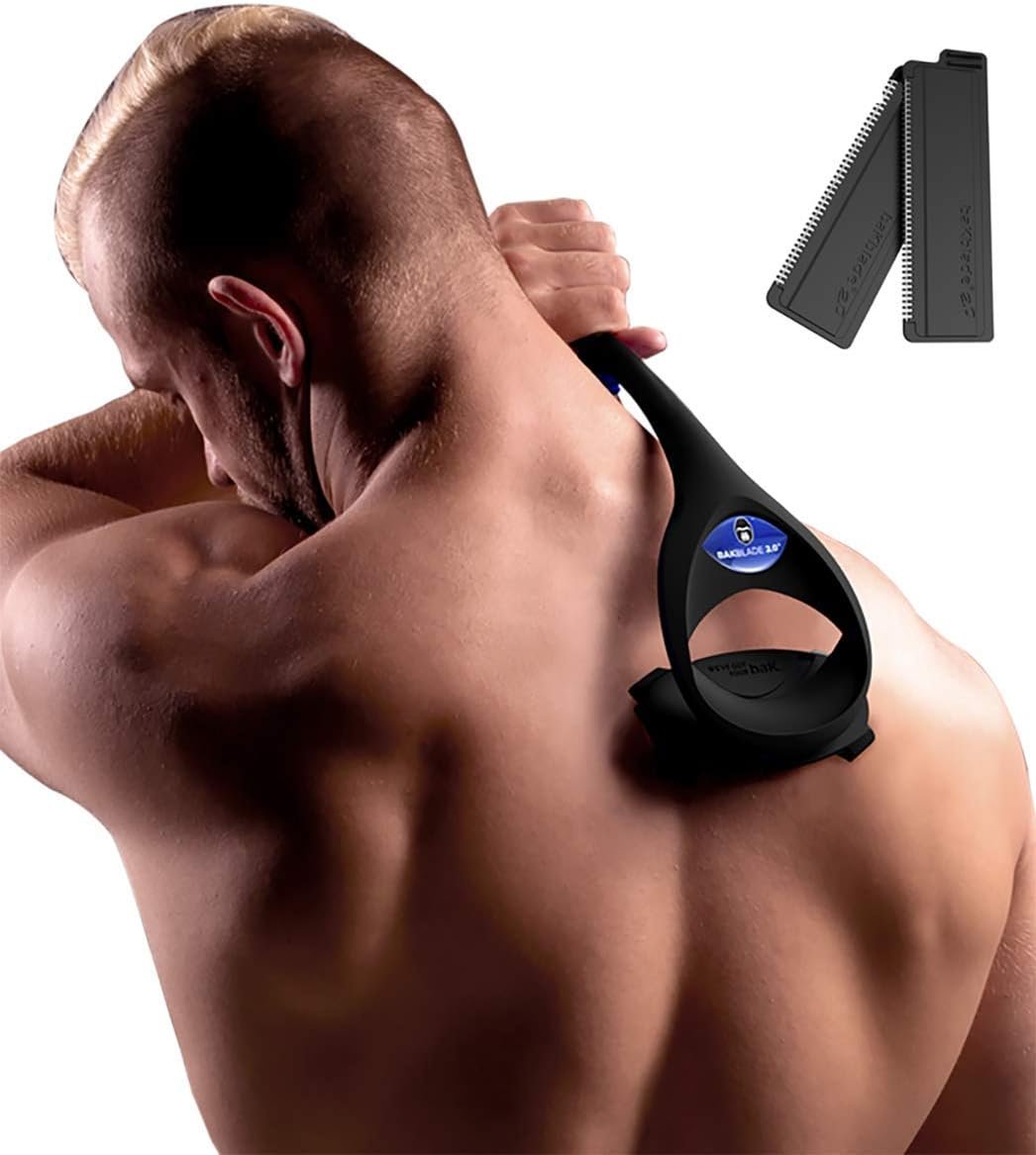 baKblade 2.0 PLUS – Back Shaver for Men (DIY), Ergonomic Handle, Shave Wet or Dry (Extra Blades Included)