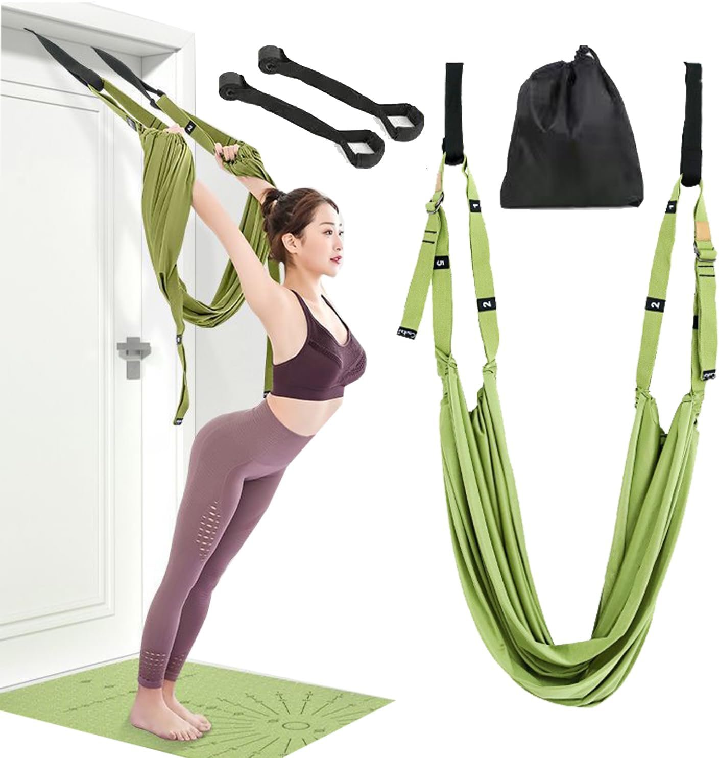 Yoga Stretching Strap,Stretching Equipment with Door Anchor,Back Stretcher for Back Pain, Flexibility Tensile Trainer for Dance Aerial Yoga Ballet Leg Stretching Exercise