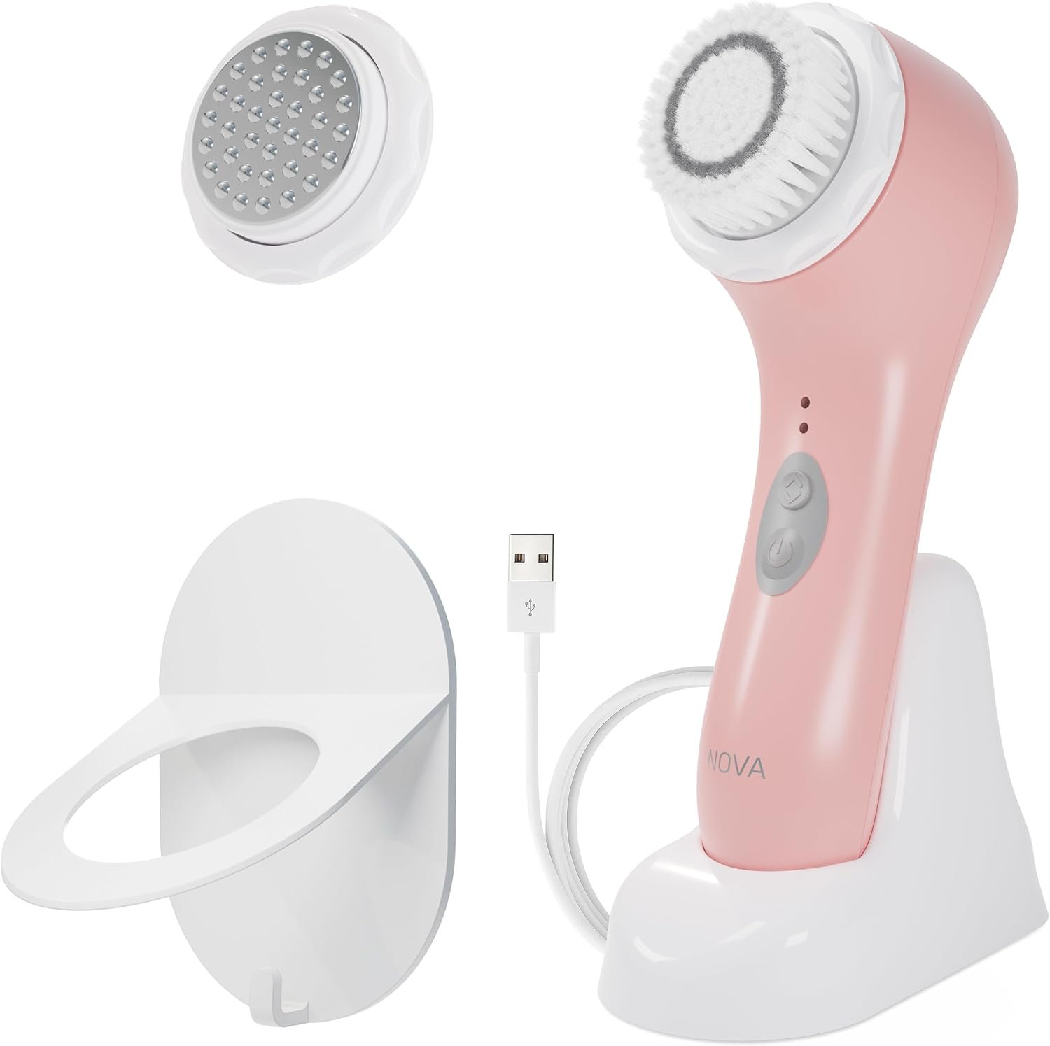Spa Sciences NOVA – Sonic Cleansing Face Brush & Infusion System – Pink | Anti-Aging Facial Exfoliating Scrubber, Waterproof, and USB Rechargeable