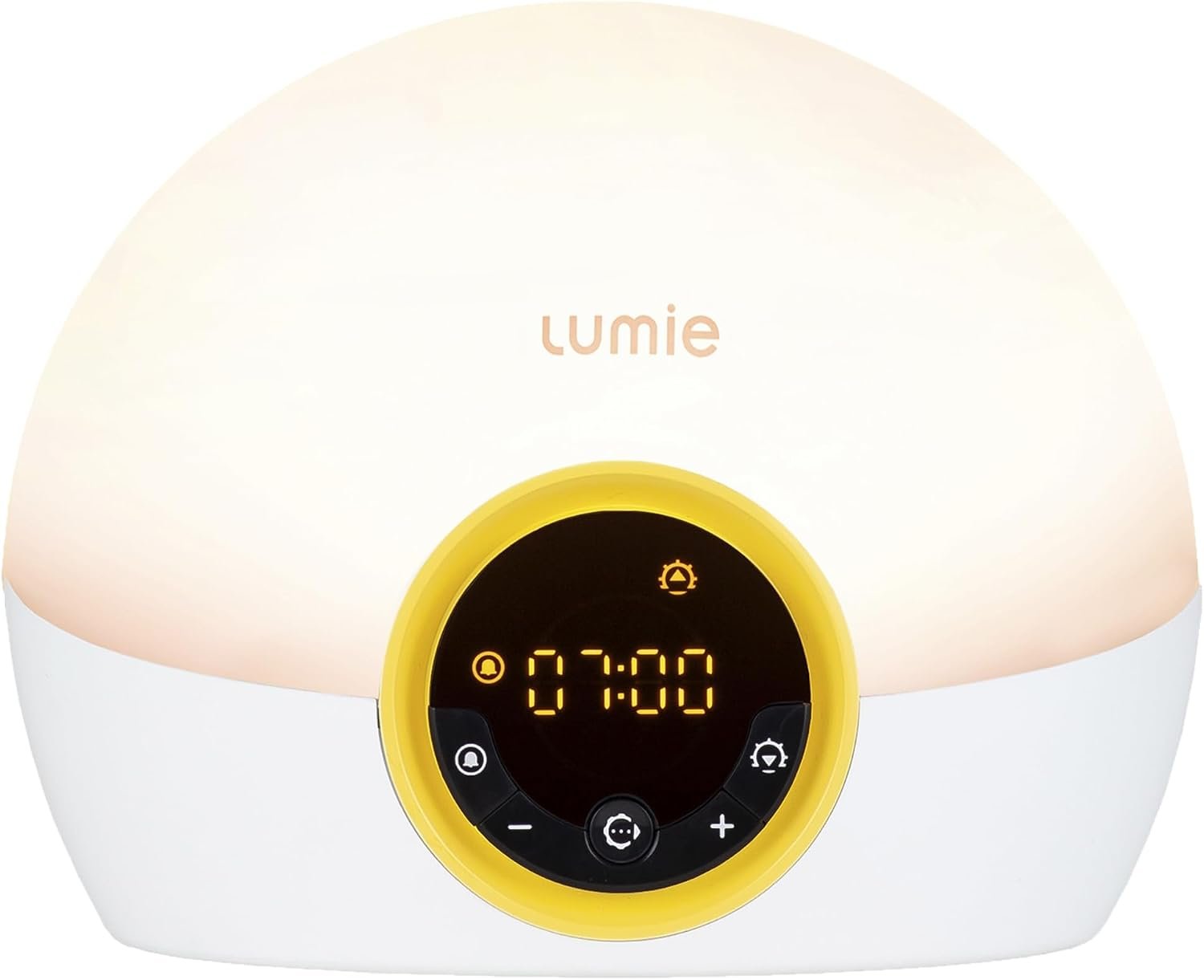Lumie Bodyclock Rise 100 – LED Wake-Up Light Alarm Clock with Realistic Sunrise and Sunset, Dimmable, White/Yellow