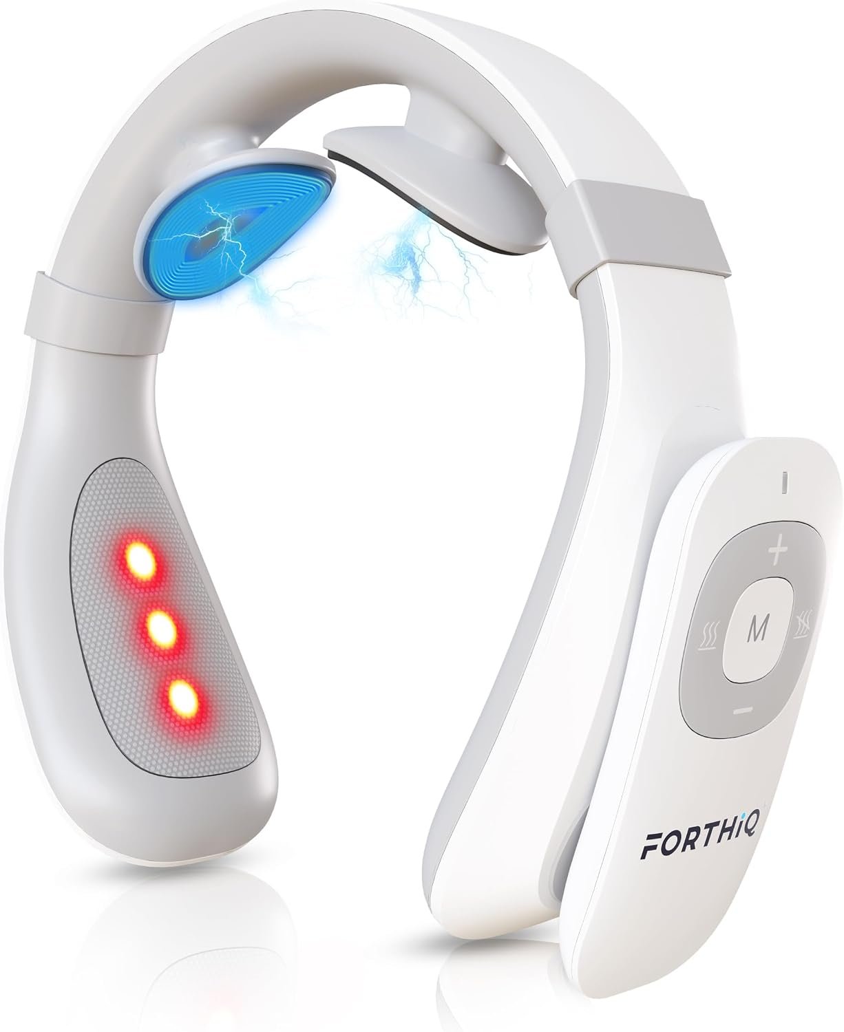 FORTHiQ Neck TENS Machine with Heat, Electric Neck Massager for Pain Relief, 15 Levels Deep Tissue Massage, Portable and Soothing, FSA-HSA Eligible