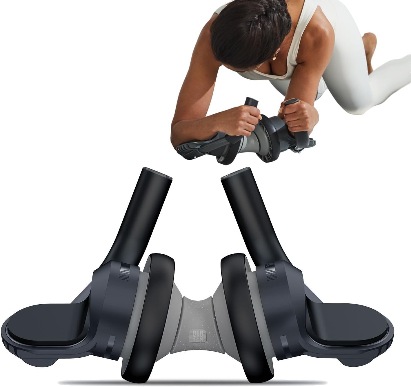 BERTER Fitness Ab Roller Wheel with Elbow Support Abdominal Trainer Roller Workout Equipment for Core Strength Training for Men and Women