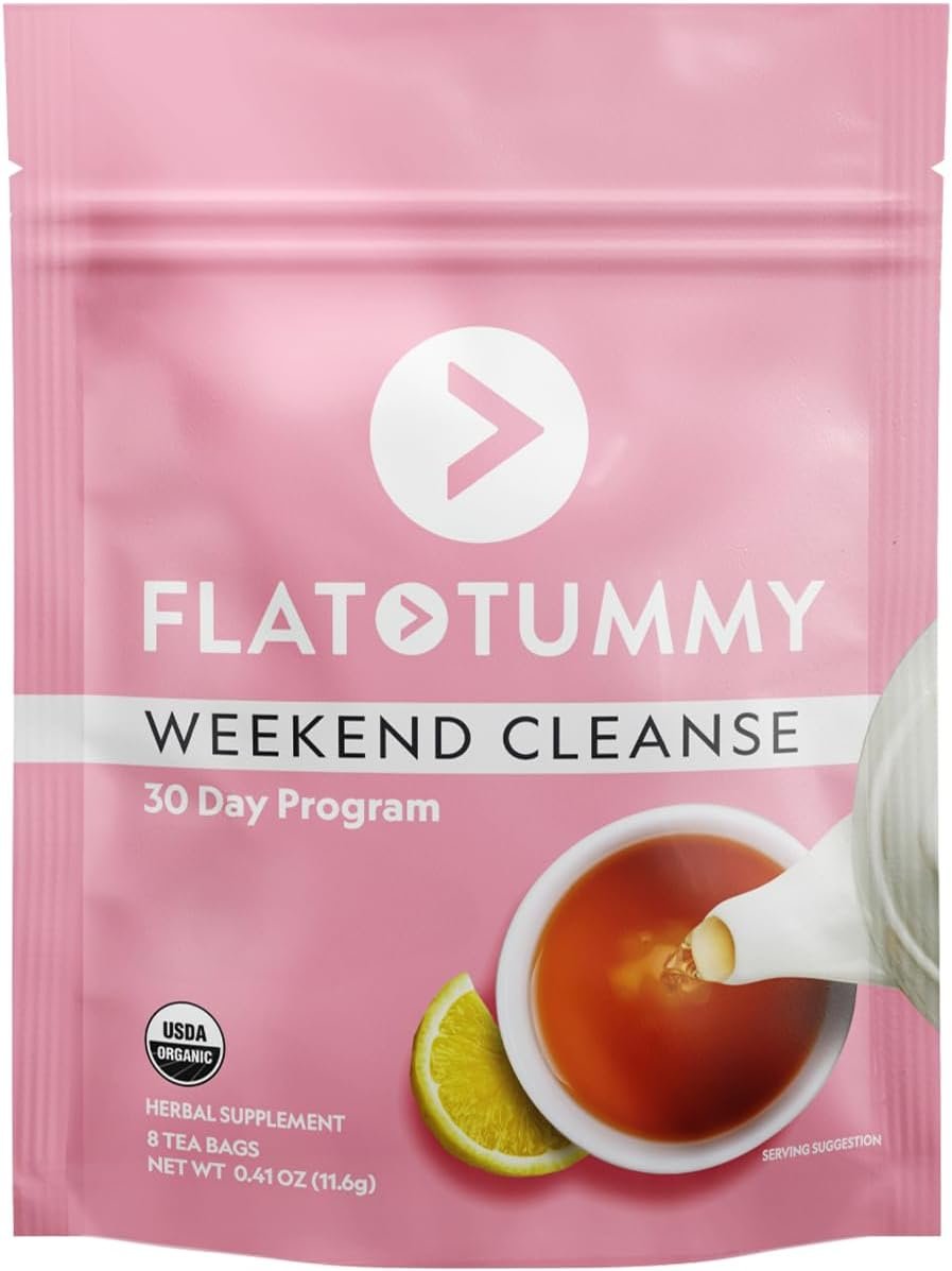 Flat Tummy Weekend Cleanse Tea – 30 Day Program – All Natural Colon Cleanse w/Senna and Dandelion Root, Provides Bloating Relief for Women – Detox Cleanse for Digestion Support and Gas Relief