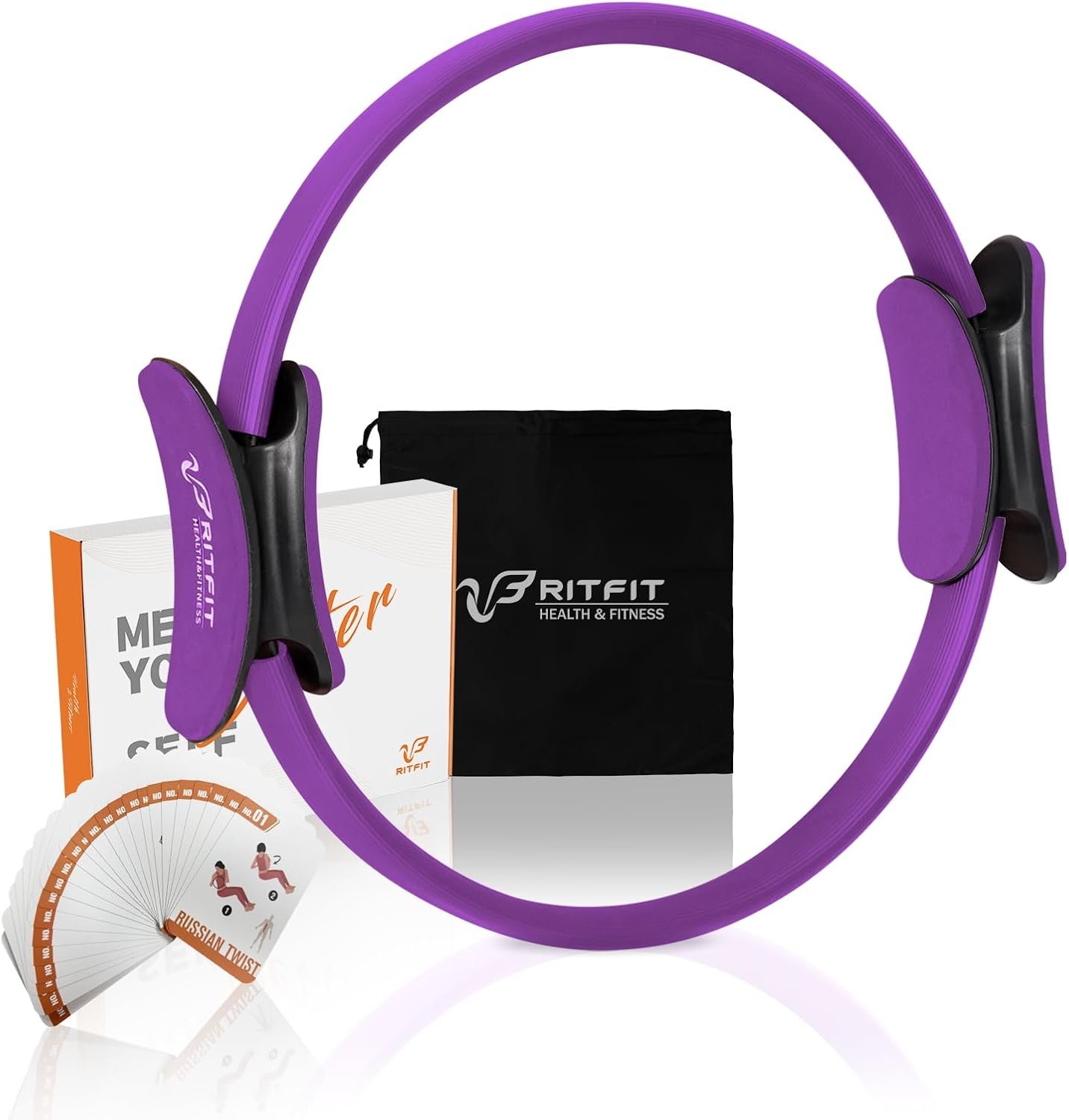 RitFit Pilates Ring 14 Inch Magic Fitness Circle for Inner Thigh Toning | Bonus Workout Guide & Storage Bag Included, Lightweight & Portable, Pilates Yoga Full Body Toning