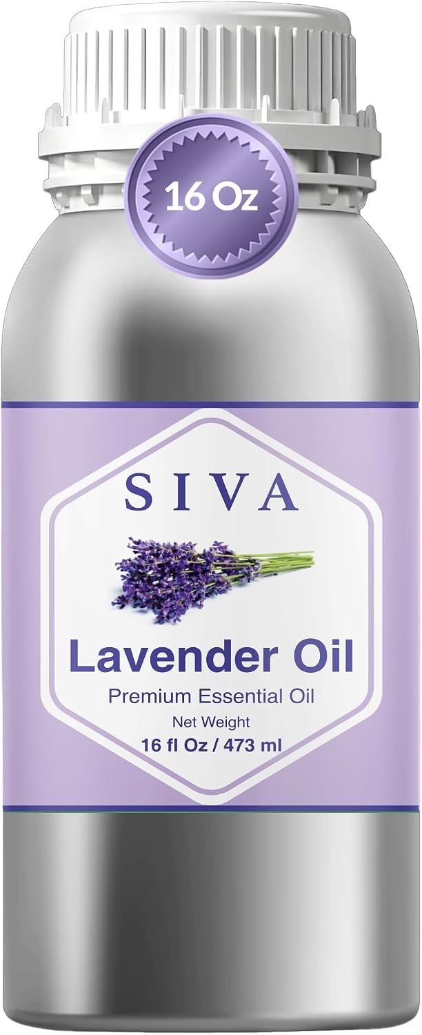 Siva Lavender Essential Oil 16 Fl Oz – for Diffuser, Skin & Hair Care – Ideal for Massage & DIY Blends