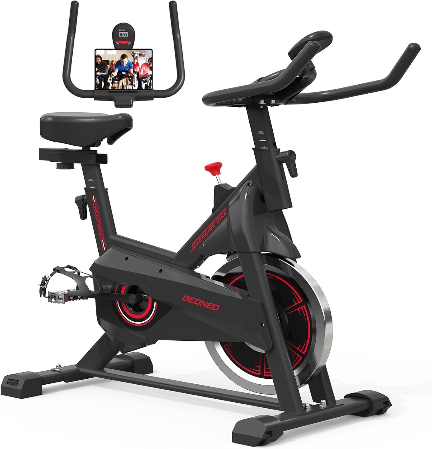 GEONEO Exercise Bike, Exercise Bike for Home, Stationary Indoor Cycling Bike Cardio Gym with pad Holder and LCD Monitor,Silent Belt Drive & 35 LBS Flywheel