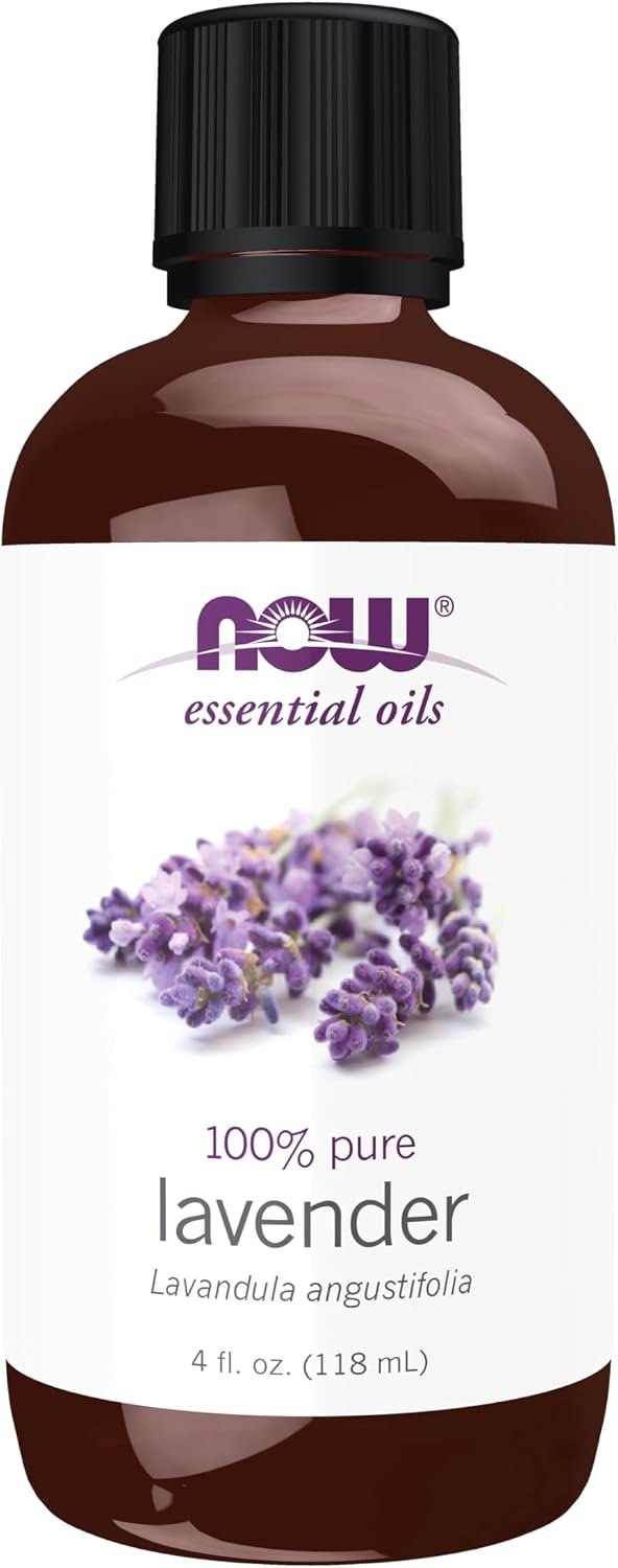 NOW Essential Oils, Lavender Oil, Soothing Aromatherapy Scent, Steam Distilled, 100% Pure, Vegan, Child Resistant Cap, 4-Ounce