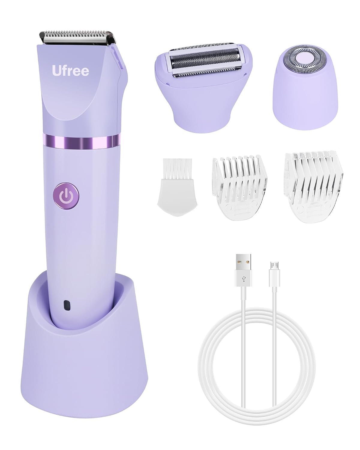 Ufree 3-in-1 Bikini Trimmer Electric Razors for Women, Body Hair Trimmer | Ceramic Blade, IPX7 Waterproof, Lady Shaver, Travel Lock, for Face, Legs, Pubic Hair, Underarms, Gifts for Women, Purple