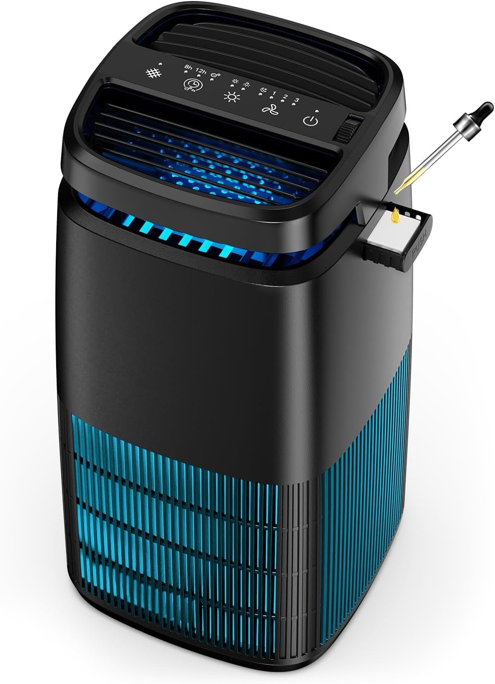 POMORON 4-in-1 Air Purifiers for Home, Air Ionizer Negative Ion Generator, True H13 Filter, UV, Covers 1250 Ft² 99.97% Removal Rate for Pollen Smoke Pet Dander Air Cleaner for Bedroom, MJ002H, Black