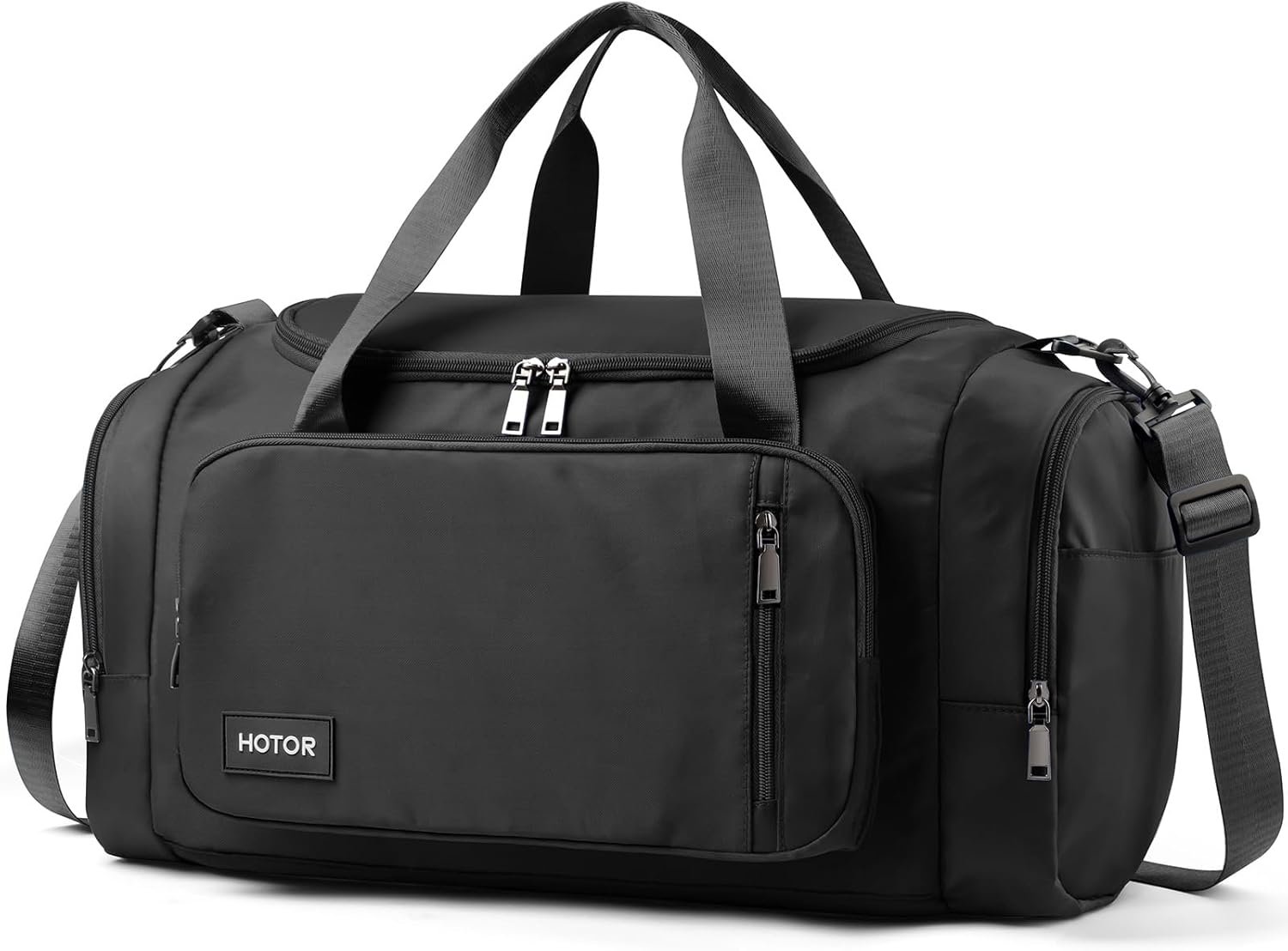 HOTOR Gym Bags for Men & Women – Spacious Duffle Bag with Shoe Compartment & Wet Pocket, Carry On Weekender Bag Portable Sports Duffel Bag for Workout, Fitness, Travel, Black, 20.5″ x 11.0″ x 10.6″