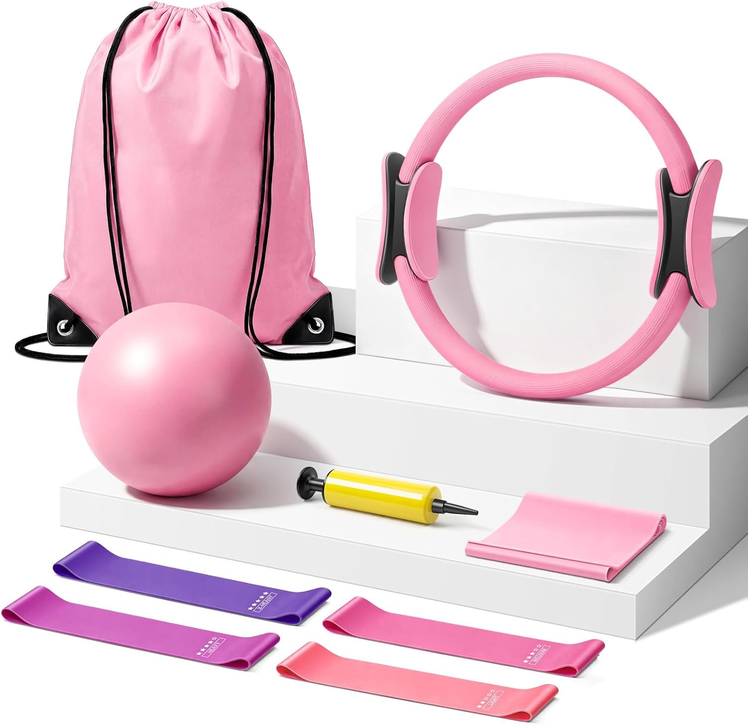 Pilates Kit for Women with Ring, Ball, Resistant Loops & Stretch Band | Storage Bag Included, Essentials Pilates Accessories Kit, For Beginners, Full Body Workouts, Home Workout