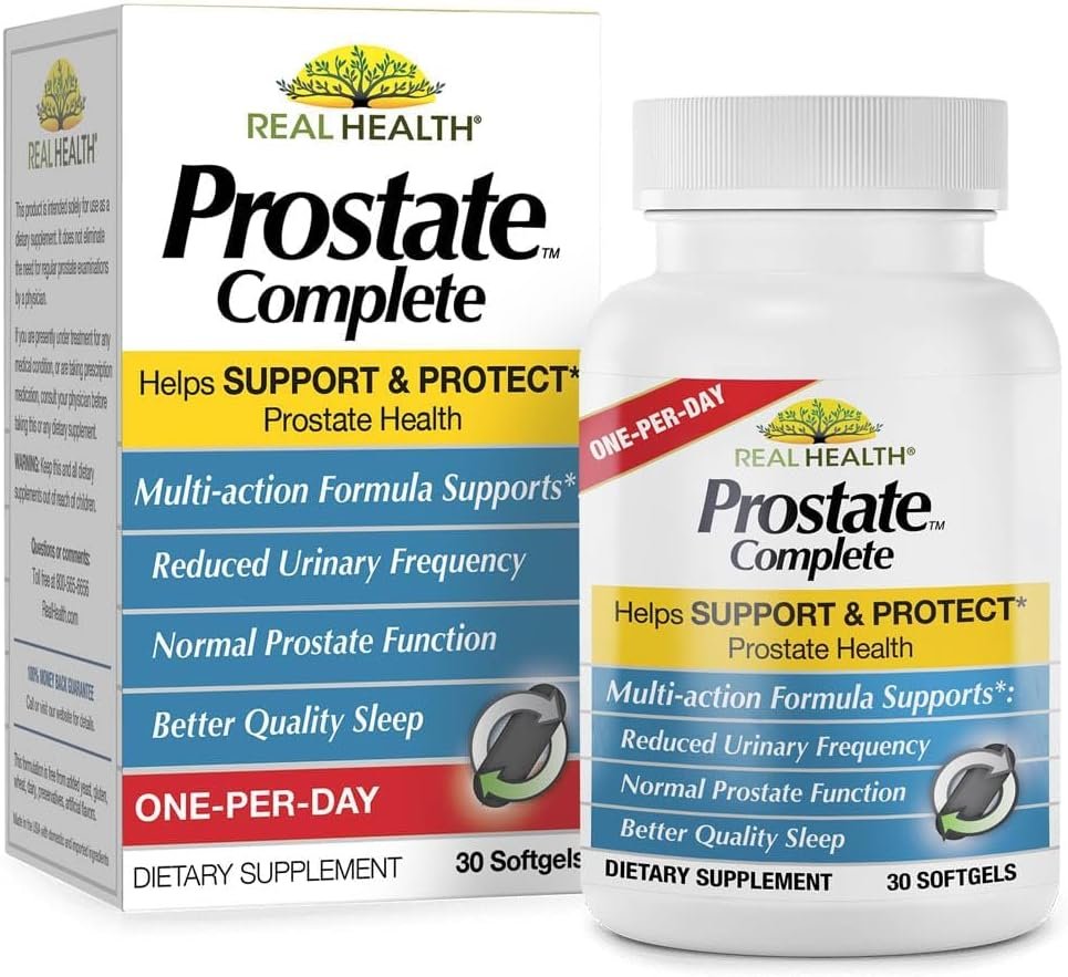 Real Health Prostate Complete, Saw Palmetto Formula – 30 Count | Prostate Health Supplements for Men, Formula for Healthy Bladder and Urinary Support, with Lycopene, Resveratrol, Selenium