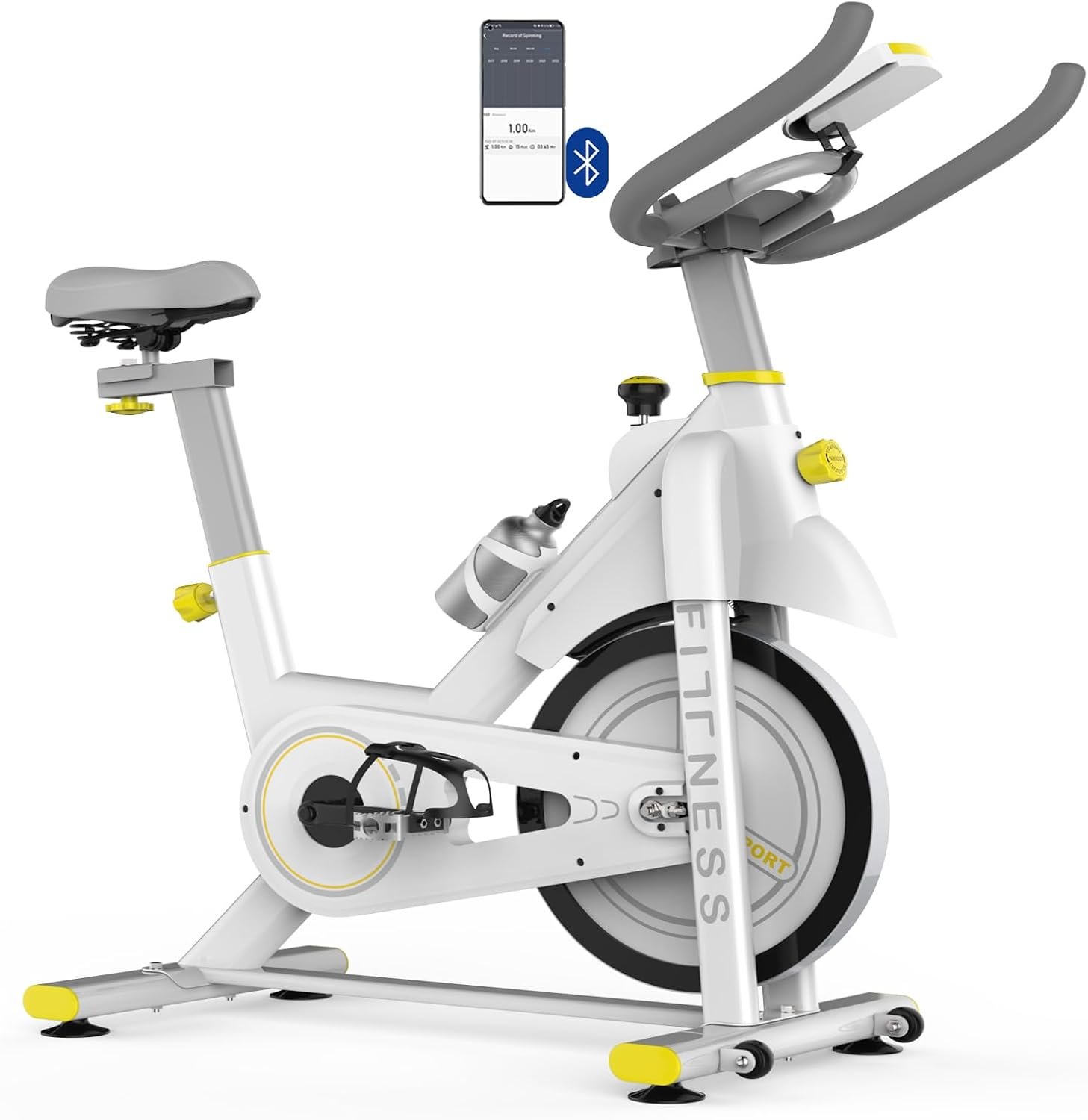 Indoor Exercise Bike, 30 lbs Flywheel, LCD Monitor, 330 lbs Weight Capacity, Tablet Mount, Comfortable Seat