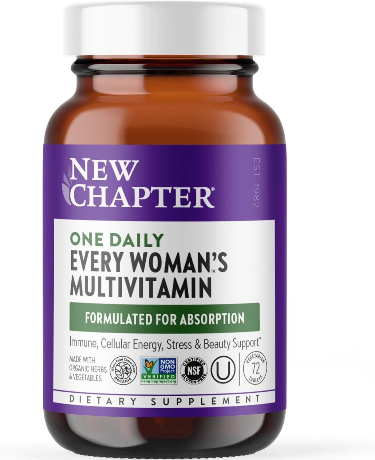 New Chapter Every Woman’s One Daily Multivitamin – Bone, Energy & Immune Support* – Whole-Food Fermented Nutrients – No Added Sugar – Vegetarian & Gluten-Free – 72 Tablets