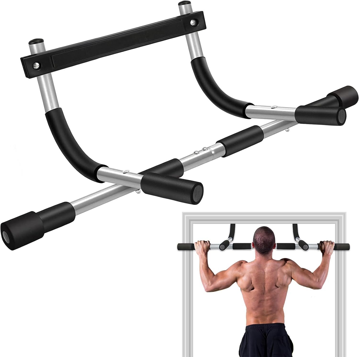 TOPOKO Pull Up Bar for Doorway, Heavy Duty Chin Up Station for Home Gym, Multi-Grip or Adjustable Door Frame Exercise Equipment for Upper Body Strength Training