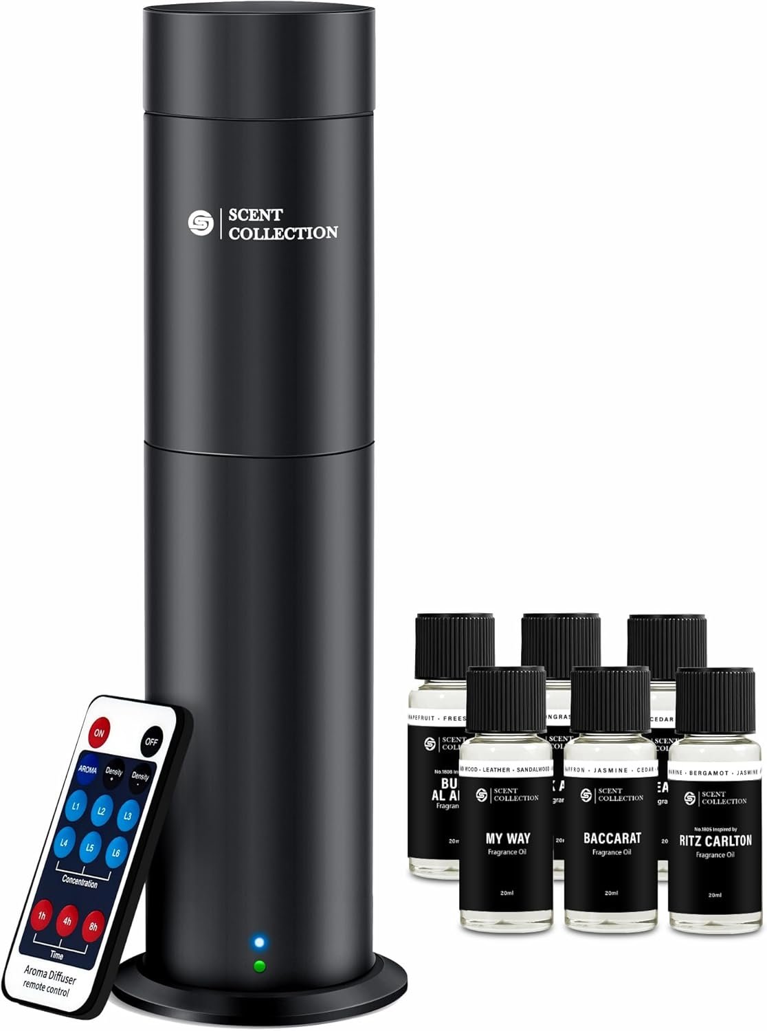 Hotel Waterless Scent Diffuser with 6 Fragrance Oils Covers up to 700 Sq Ft | Cold air scent diffuser with APP control, 6 fragrance oils, open bottle design, quiet operation, for home/office/hotel/ect.