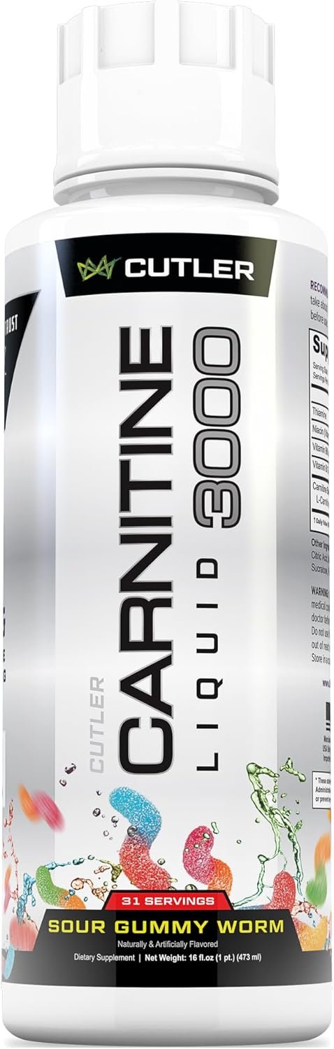 Cutler Nutrition Liquid L-Carnitine Fat Burner Supplement with Acetyl L-Carnitine & L-Carnitine Tartrate – Fat Burner Formula for Optimal Absorption, Energy & Muscle Support | Sour Gummy Flavor