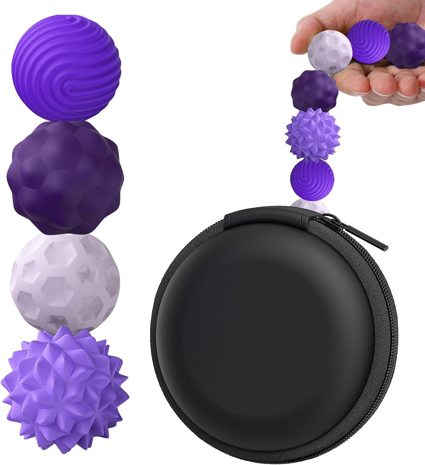 BUSOHA Silicone Magnetic Fidget Balls – 4 Pack Fidget Toys for Adult | Four Unique Textures Sensory Support,Quiet and Silent Stress Relief,Lightweight,Office,Travel,Autism,Anxiety,ADHD