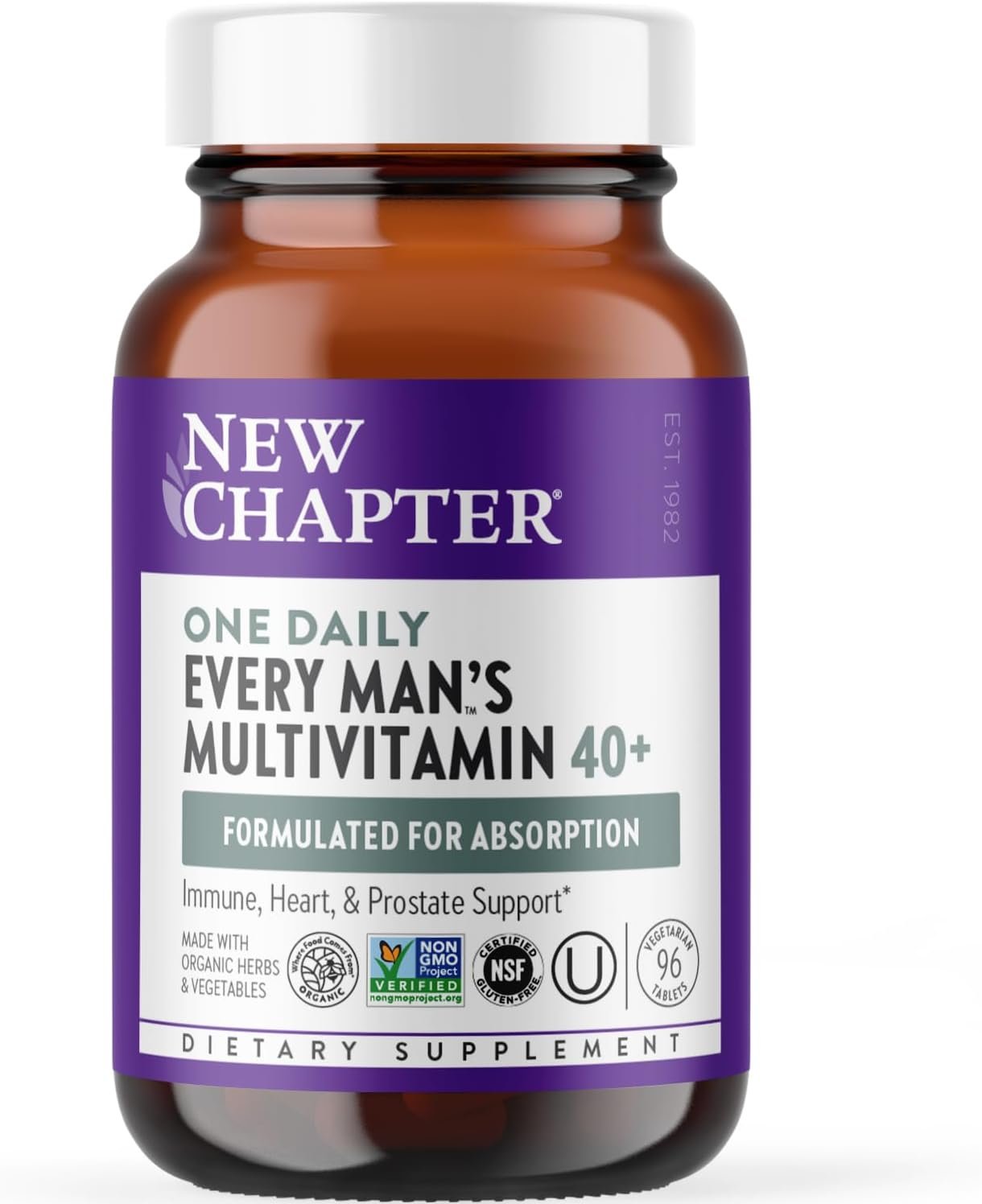 New Chapter One Daily Every Man’s Multivitamin 40+ – Offers Eyesight, Immune System & Cellular Energy Support* – Contains Vitamin C, Saw Palmetto & More – Gluten Free & Vegetarian – 96 Tablets