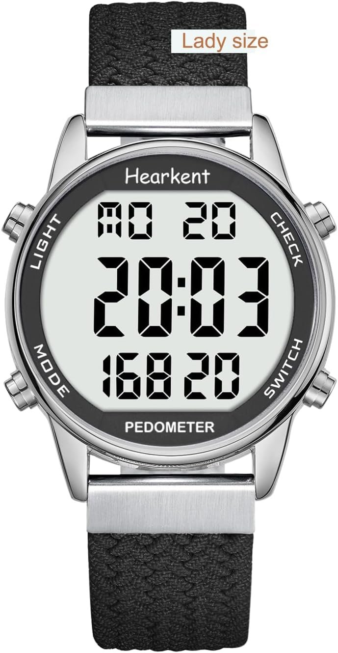 Hearkent Pedometer Watch,Step,Mileage&Calorie Tracker,Large Numbers | Waterproof Fitness Watches Backlight/Countdown/Stopwatch,No Bluetooth,app,or Charging,Step Counter for Walking,Running