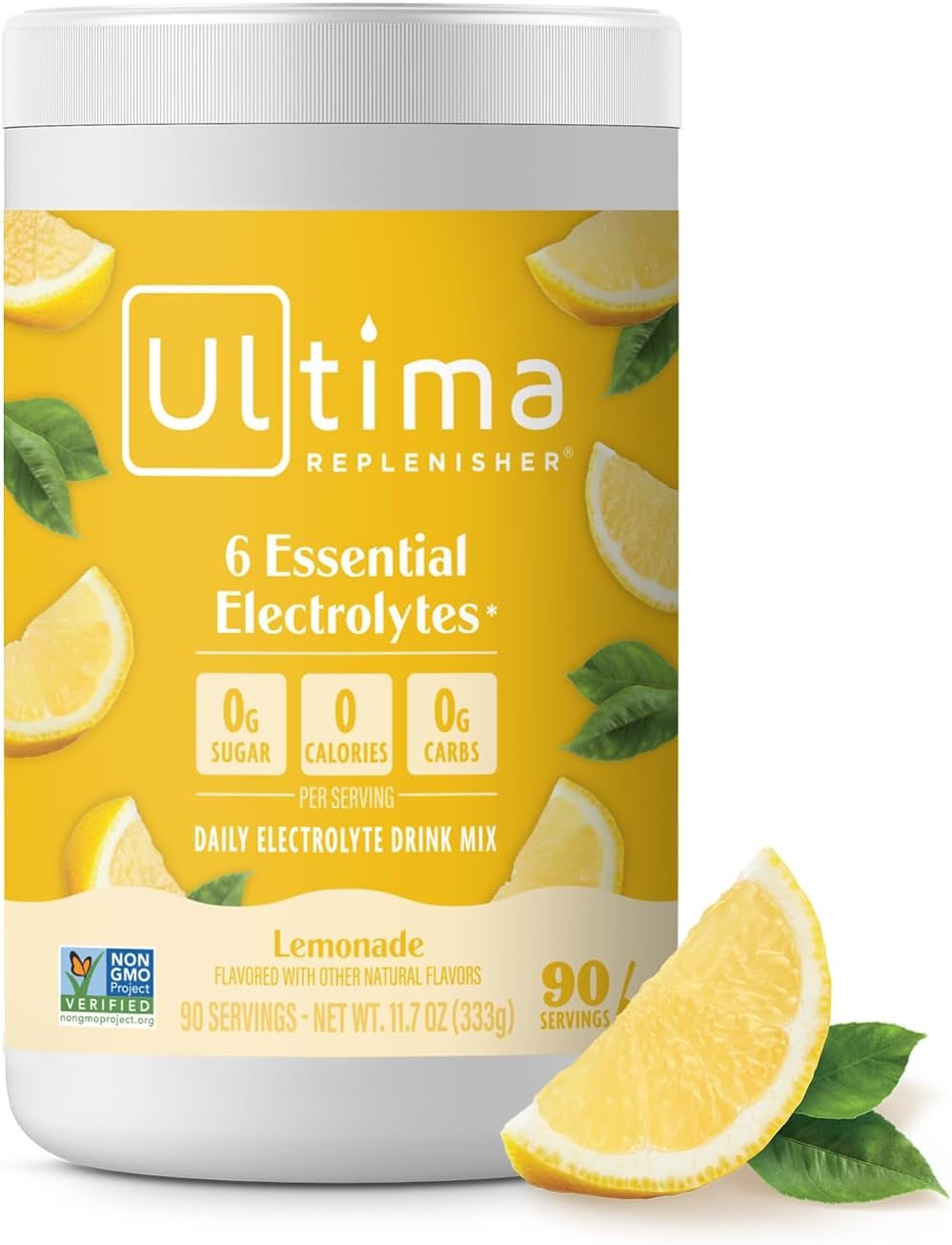 Ultima Replenisher Daily Electrolyte Powder Drink Mix, 90-Serving Canister | Zero Sugar Lemonade Hydration Powder with 6 Electrolytes & Minerals – Sugar Free, Plant-Based & Keto Friendly