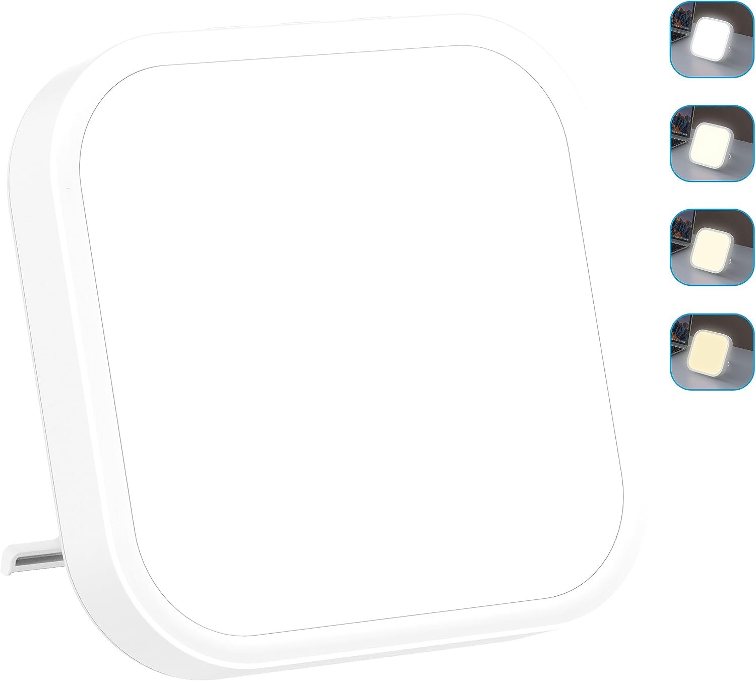 Qoosseine Light Therapy Lamp – 10000 Lux UV-Free Light Box with 4 Brightness Levels, 4 Color Temperatures, 4 Timer Functions and Memory Function – Portable for Home/Office