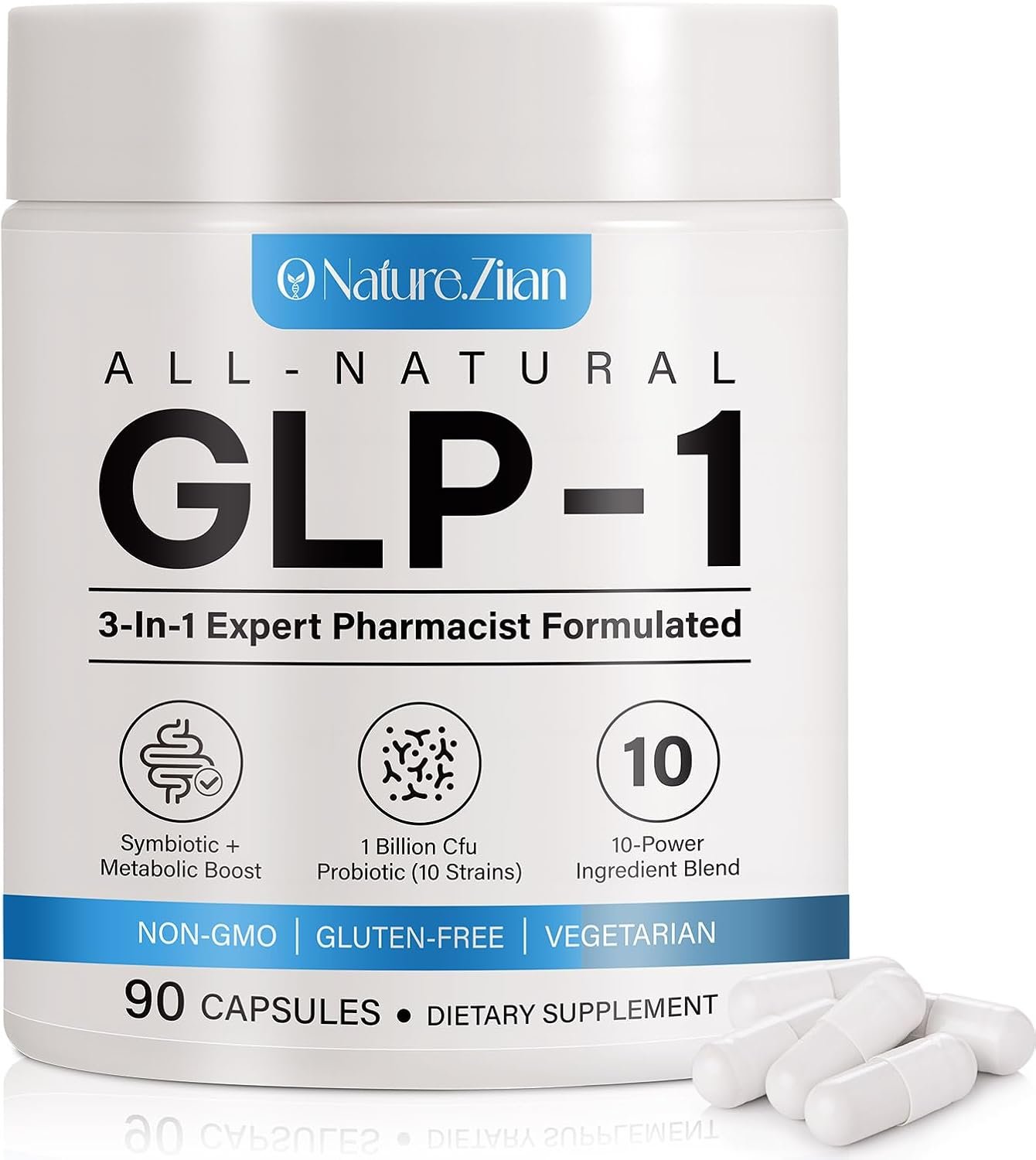 O Nature ZIRAN GLP-1 Weight Management Supplement for Women & Men, GLP1 Appetite Control, Energy & Digestion Balance – Vegan, Gluten-Free, Dairy Free, 90 Capsules (Pack of 1)