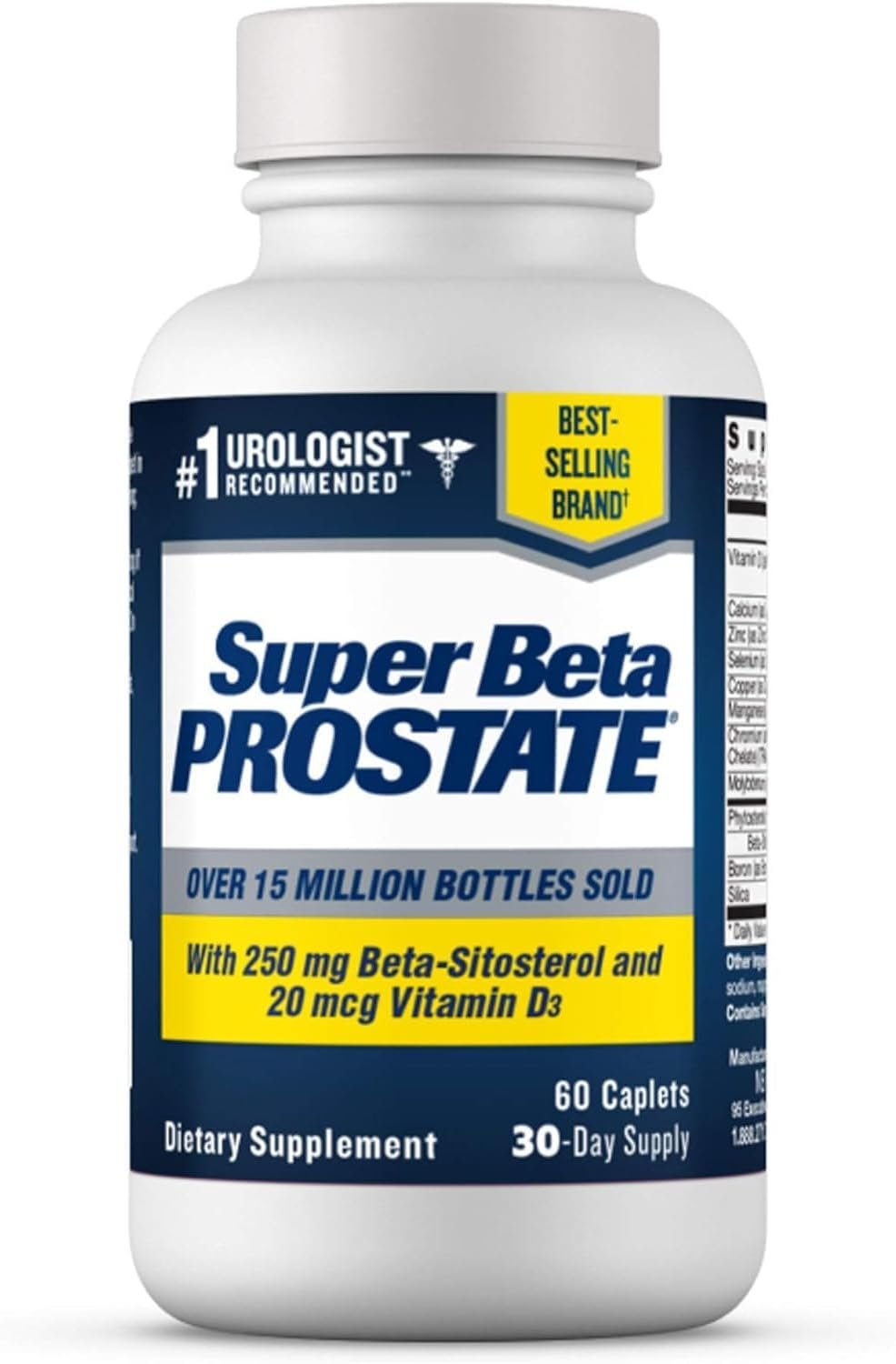 SUPER BETA PROSTATE Support Supplement for Men’s Health – Reduce Bathroom Trips, Promote Sleep, Better Bladder Emptying & Healthy Prostate, Beta Sitosterol – 60 Count (Pack of 1)
