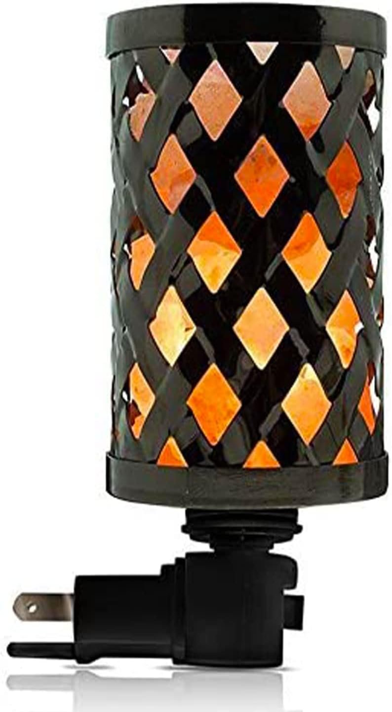 Himalayan Glow Vintage Style Salt Lamp Night Light with Pink Salt Chunks | 360 Degree Rotatable Wall Plug,Night Light & Decorative Light to Décor Your Home