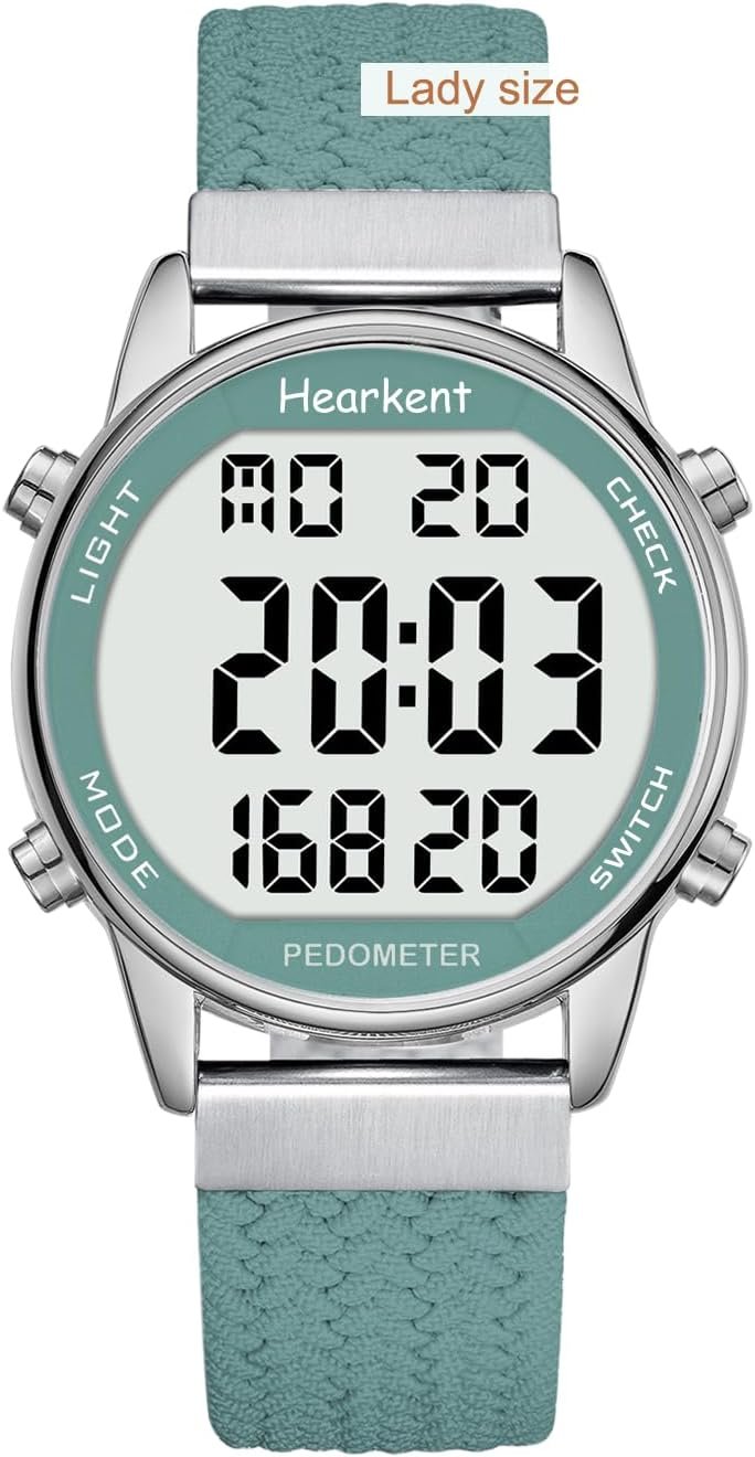 Hearkent Pedometer Watch,Step,Mileage&Calorie Tracker,Large Numbers | Waterproof Fitness Watches Backlight/Countdown/Stopwatch,No Bluetooth,app,or Charging,Step Counter for Walking,Running