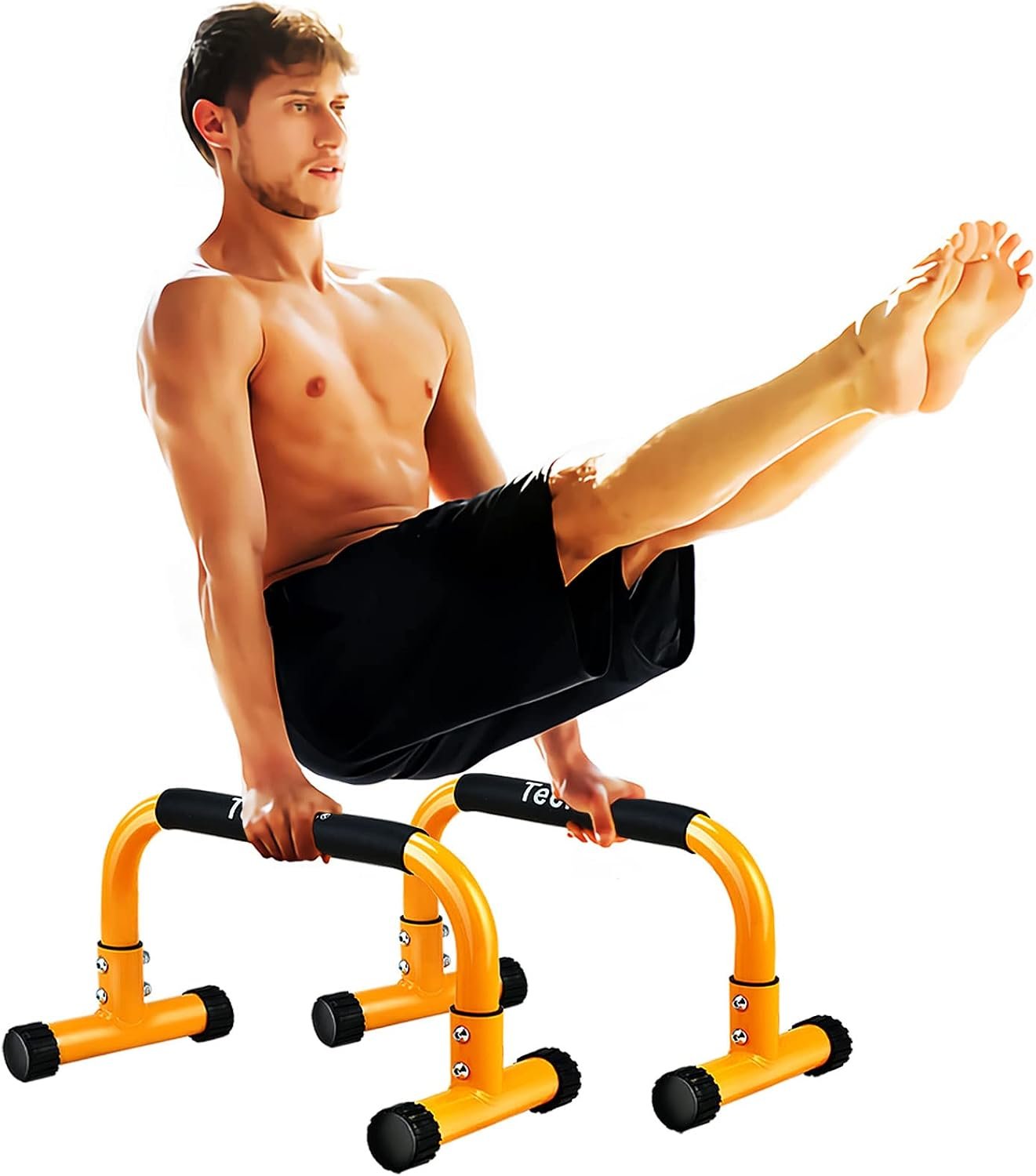 Teclor Push Up Bar, Parallettes Bars For L-sit & Dip, Heavy-Duty No Wobbling Parallel Bars Stand For Handstands, Full Planche, Calisthenics, 9.5in High Workout Stands for Home Fitness Training