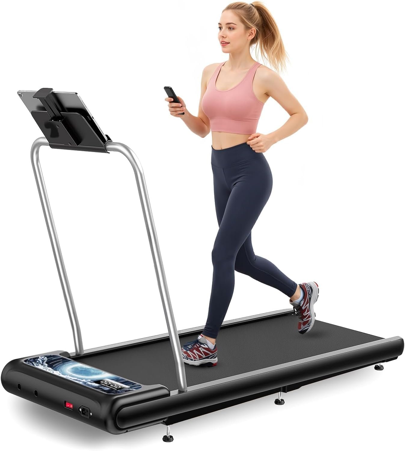Walking Treadmill Pad with 0-8% Incline,2.5HP Walking Treadmill Mat for Home & Office,Portable Treadmill with Handle Bar