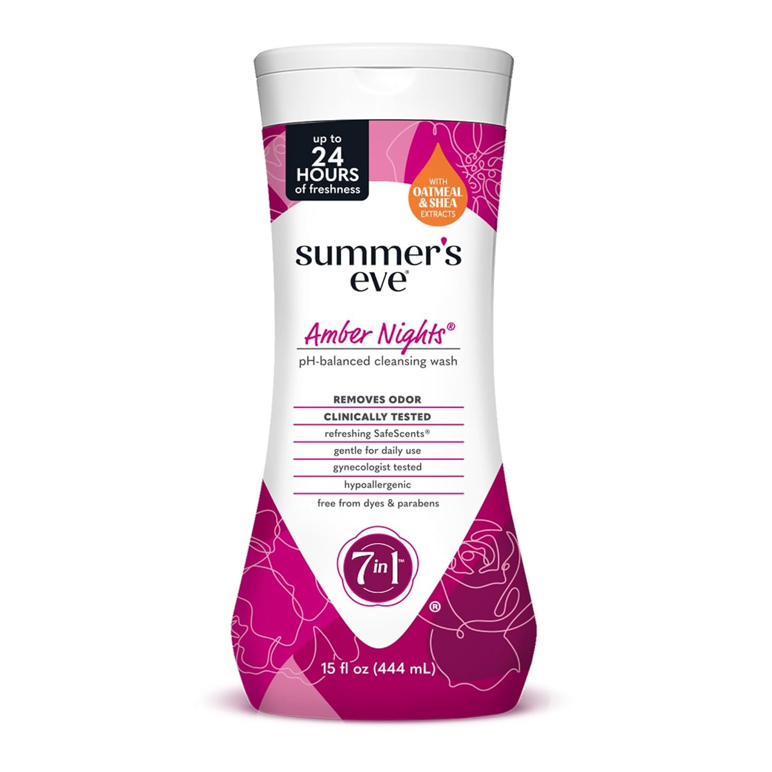 Summer’s Eve Amber Nights with Oat and Shea Extracts, Daily Refreshing All Over Feminine Body Wash, Removes Odor, Feminine Wash pH Balanced, 15 fl oz