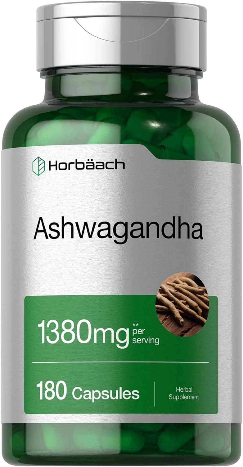 Horbäach Ashwagandha Root Supplement | 180 Capsules | for Women and Men | Herbal Extract | Non-GMO, Gluten Free